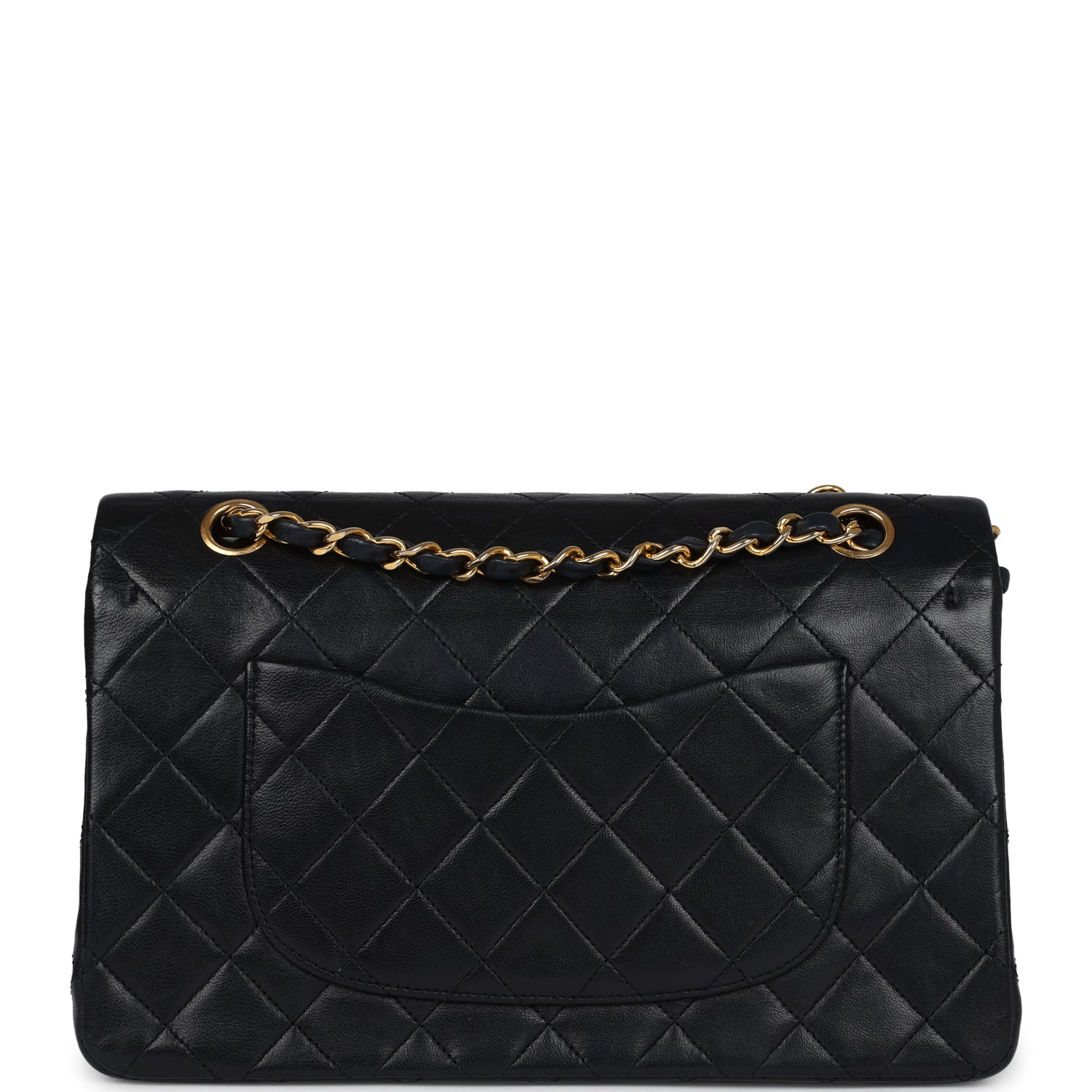Chanel Vintage Medium Classic Double Flap Bag Black Lambskin Gold Hardware