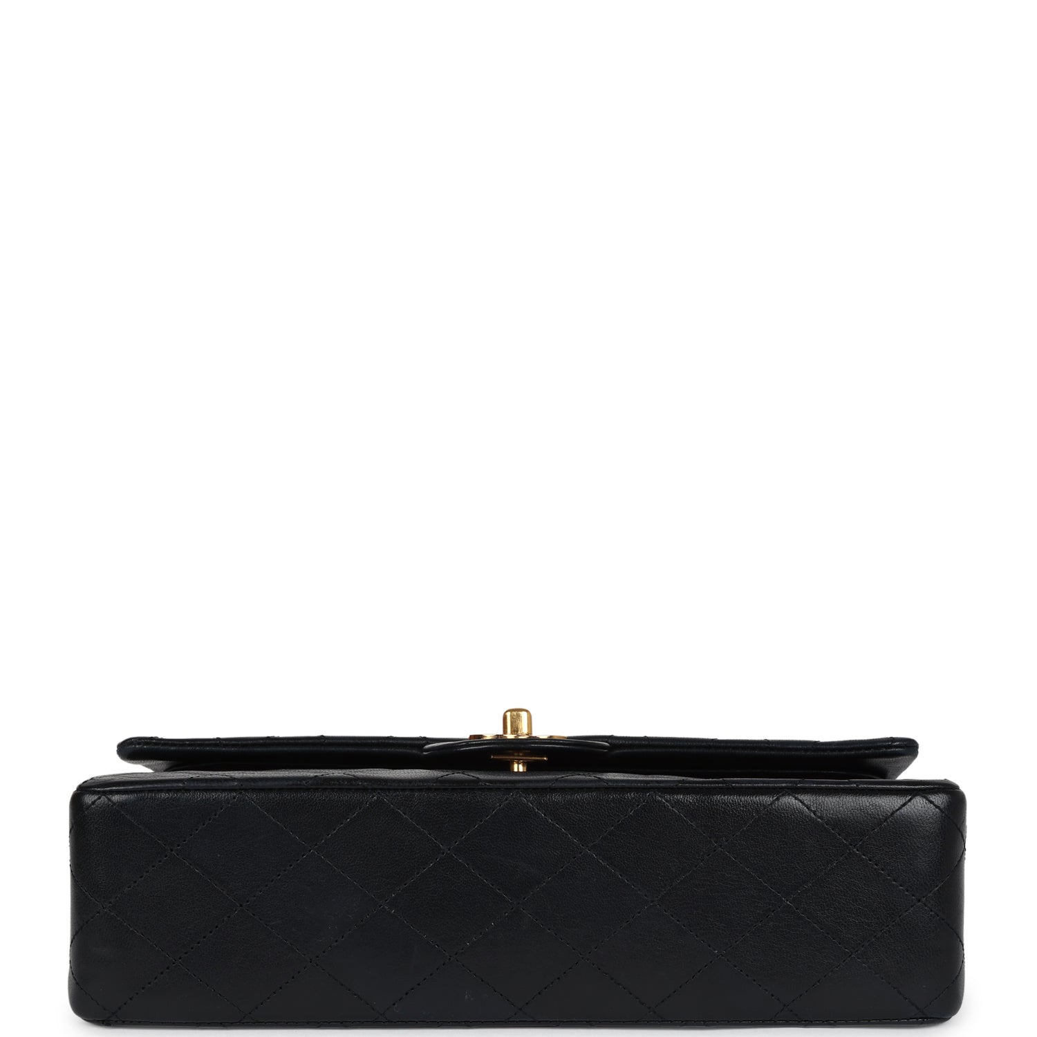 Chanel Vintage Medium Classic Double Flap Bag Black Lambskin Gold Hardware