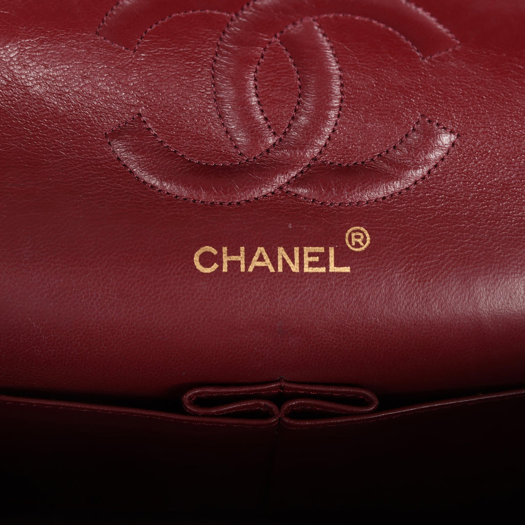 Chanel Vintage Medium Classic Double Flap Bag Black Lambskin Gold Hardware