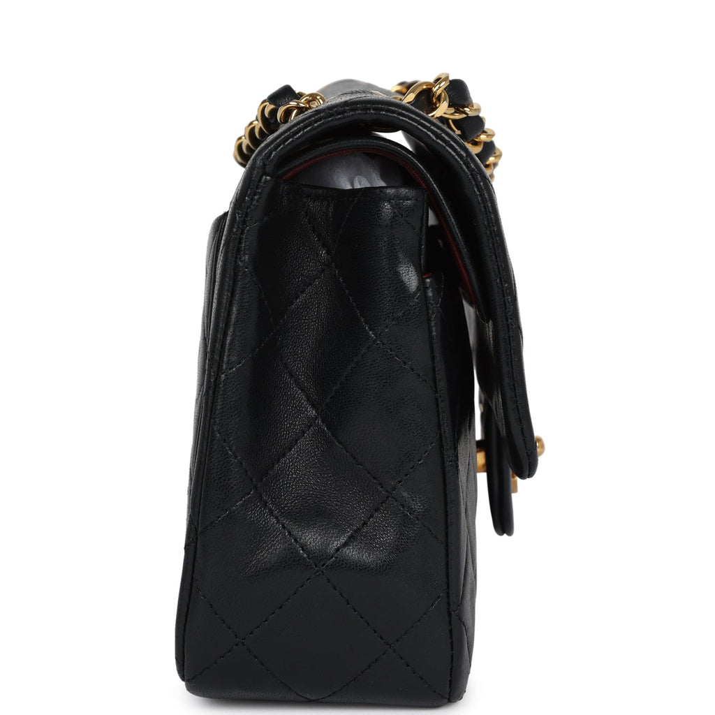 Chanel Vintage Small Classic Double Flap Black Lambskin Gold Hardware