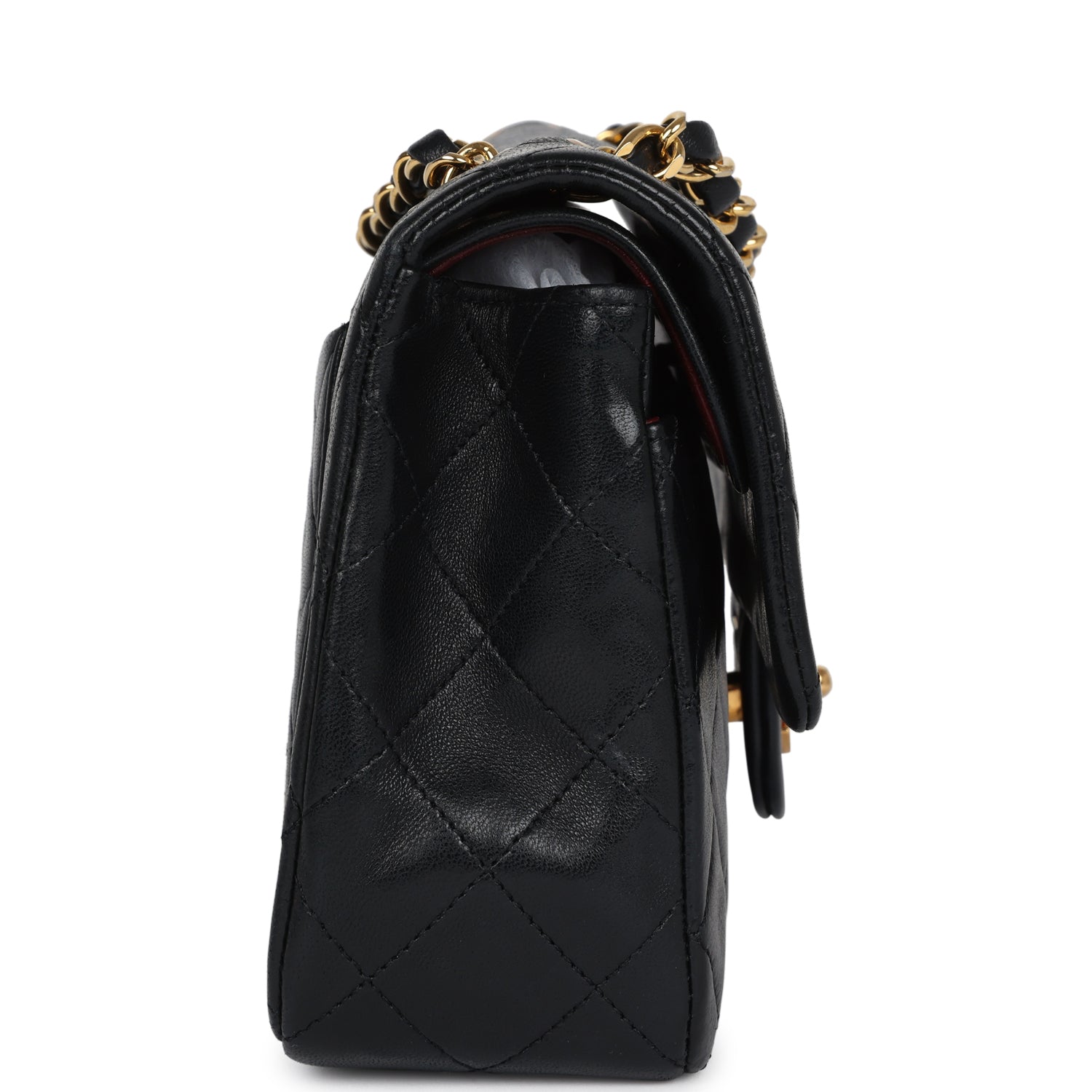 Chanel Vintage Small Classic Double Flap Black Lambskin Gold Hardware