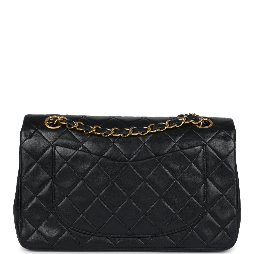 Chanel Vintage Small Classic Double Flap Black Lambskin Gold Hardware