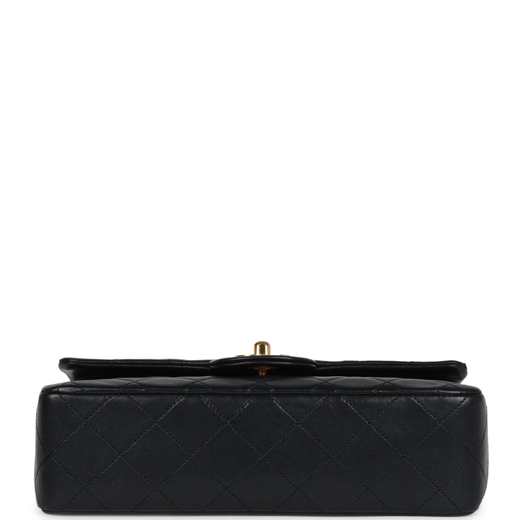 Chanel Vintage Small Classic Double Flap Black Lambskin Gold Hardware