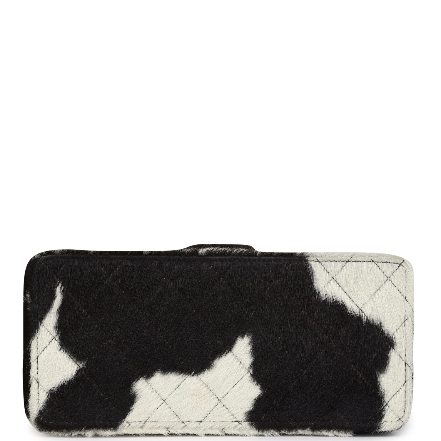 Chanel Vintage Rectangular Vanity Box Brown and White Cow Print Pony Hair Antique Gold Hardware