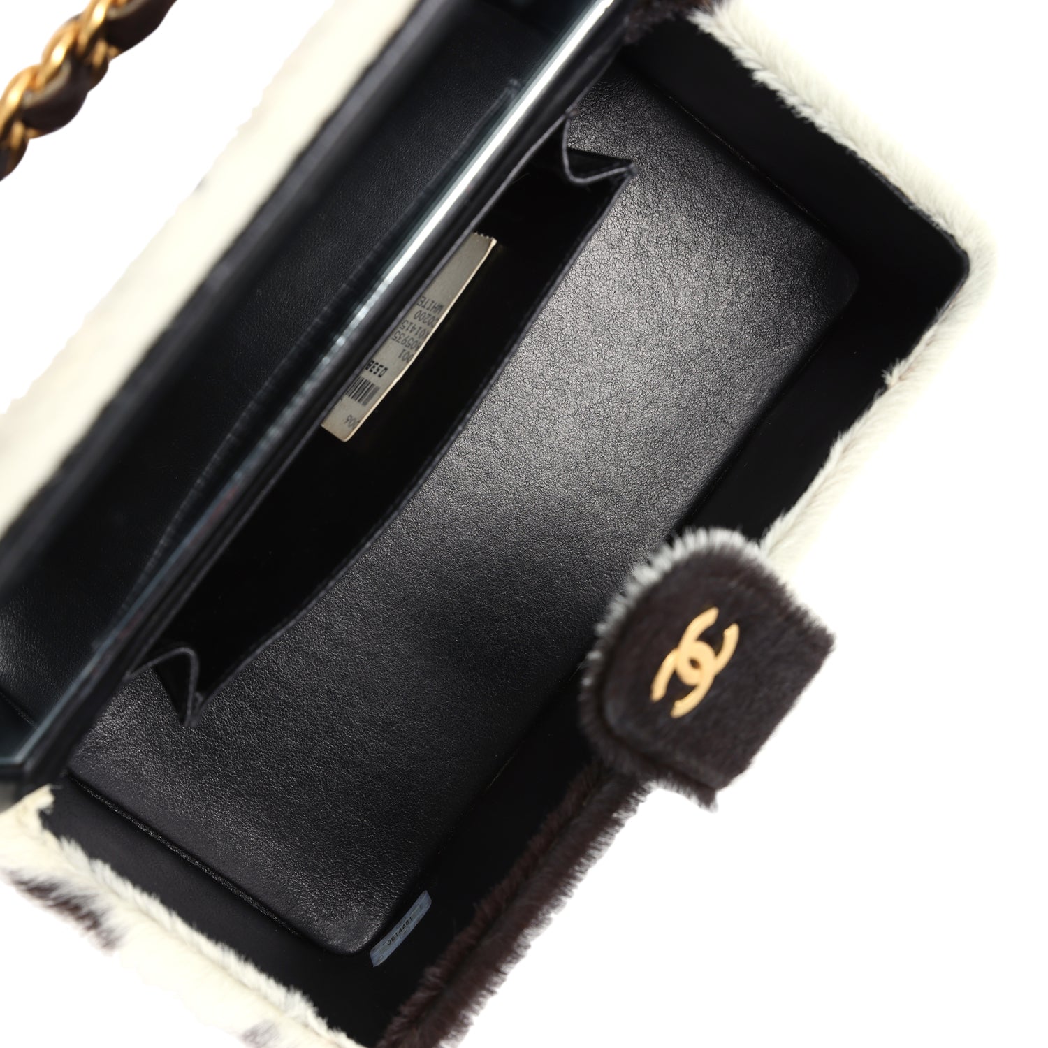 Chanel Vintage Rectangular Vanity Box Brown and White Cow Print Pony Hair Antique Gold Hardware