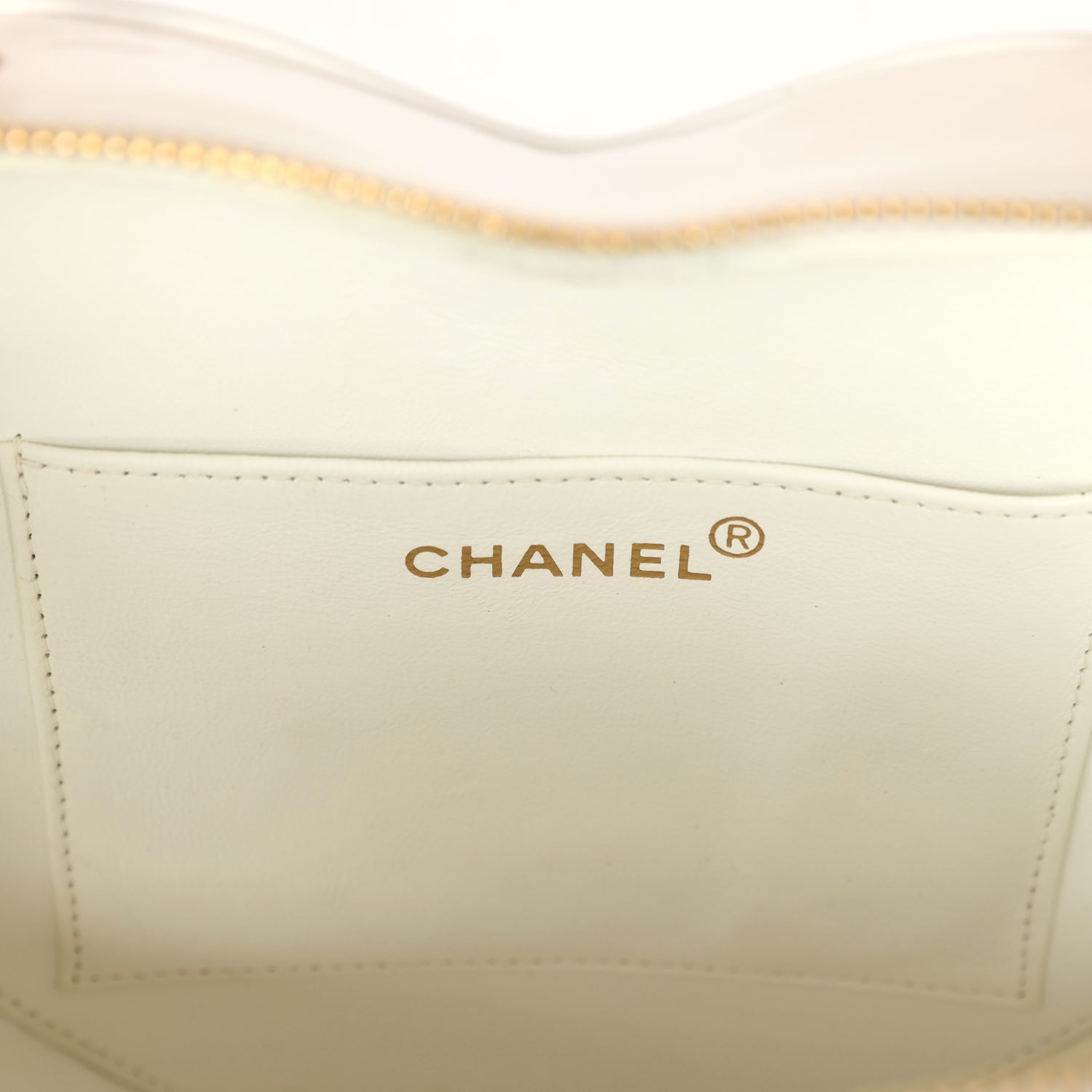 Chanel Vintage Heart Vanity Bag White and Black Patent Antique Gold Hardware
