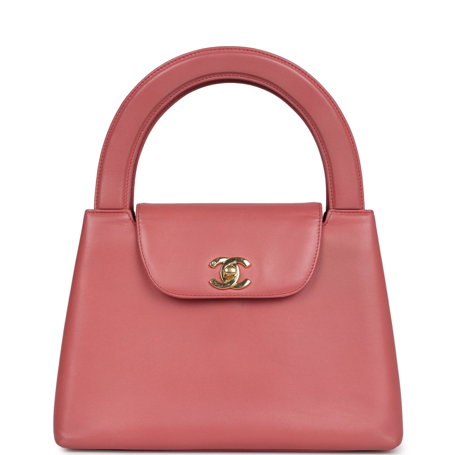 Chanel Vintage Large Kelly Pink Lambskin Gold Hardware