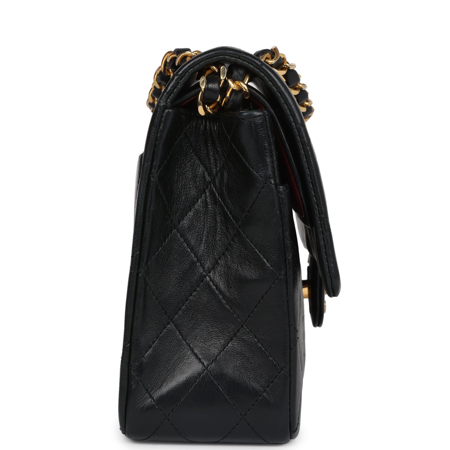 Chanel Vintage Medium Classic Double Flap Bag Black Lambskin Gold Hardware