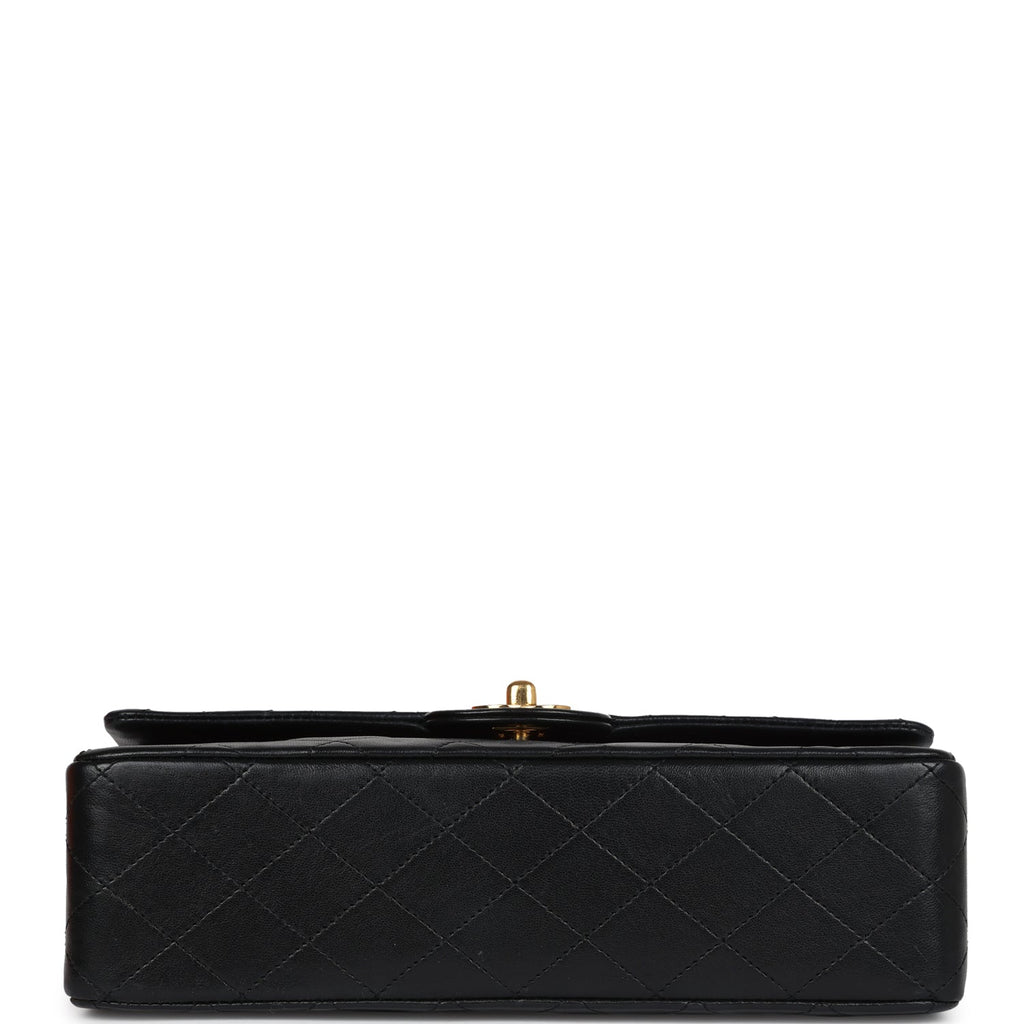 Chanel Vintage Medium Classic Double Flap Bag Black Lambskin Gold Hardware