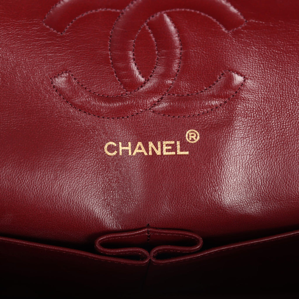 Chanel Vintage Medium Classic Double Flap Bag Black Lambskin Gold Hardware