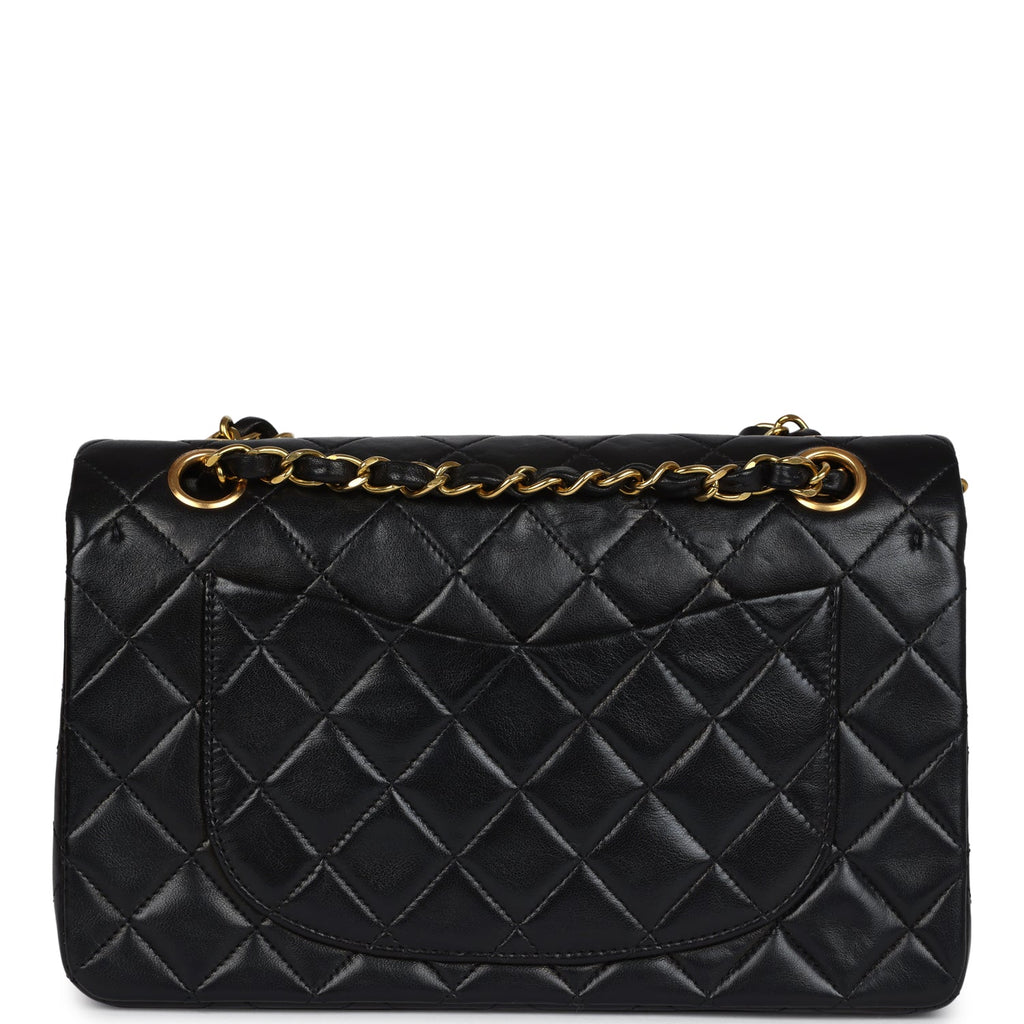 Chanel Vintage Small Classic Double Flap Black Lambskin Gold Hardware