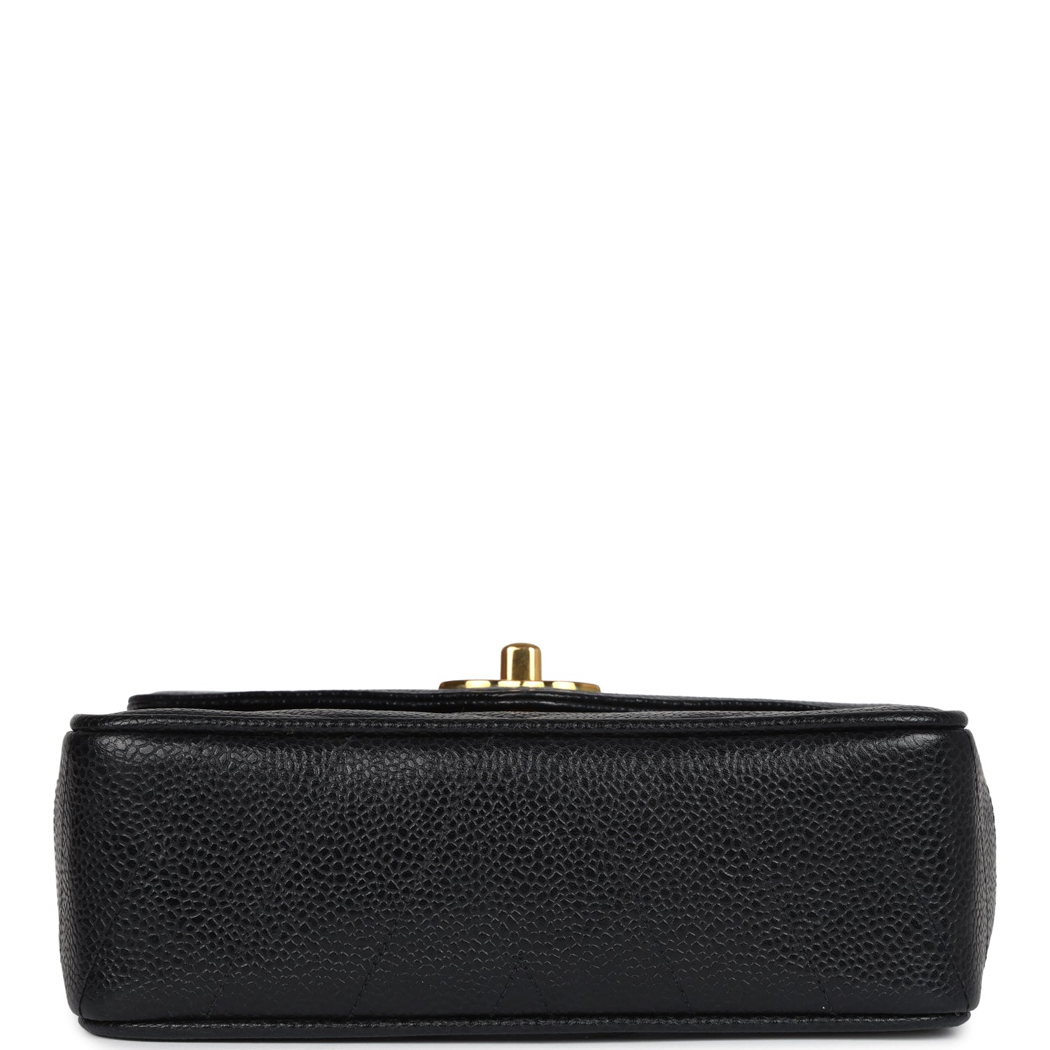 Chanel Vintage Square Chevron Envelope Flap Bag Black Caviar Gold Hardware