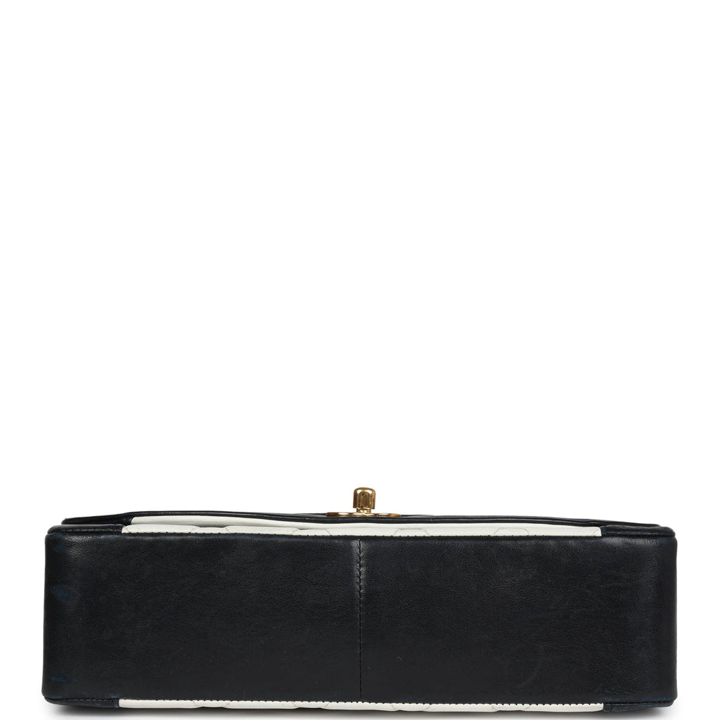 Chanel Vintage Medium Diana Flap Bag White and Black Lambskin Gold Hardware