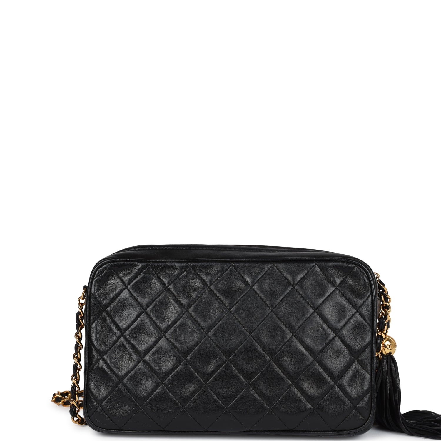 Chanel Vintage Medium Pocket Camera Bag Black Lambskin Gold Hardware