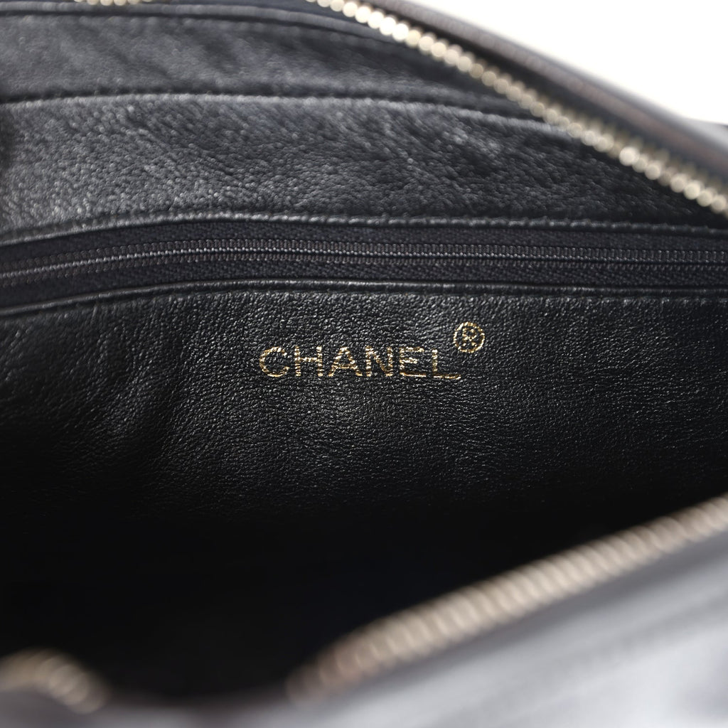 Chanel Vintage Medium Pocket Camera Bag Black Lambskin Gold Hardware