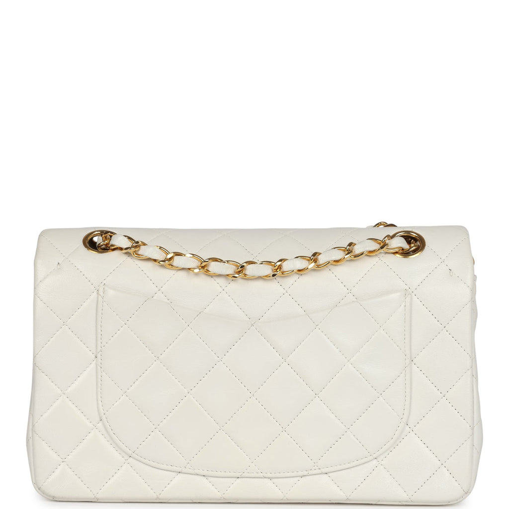 Chanel Vintage Small Classic Double Flap White Lambskin Gold Hardware