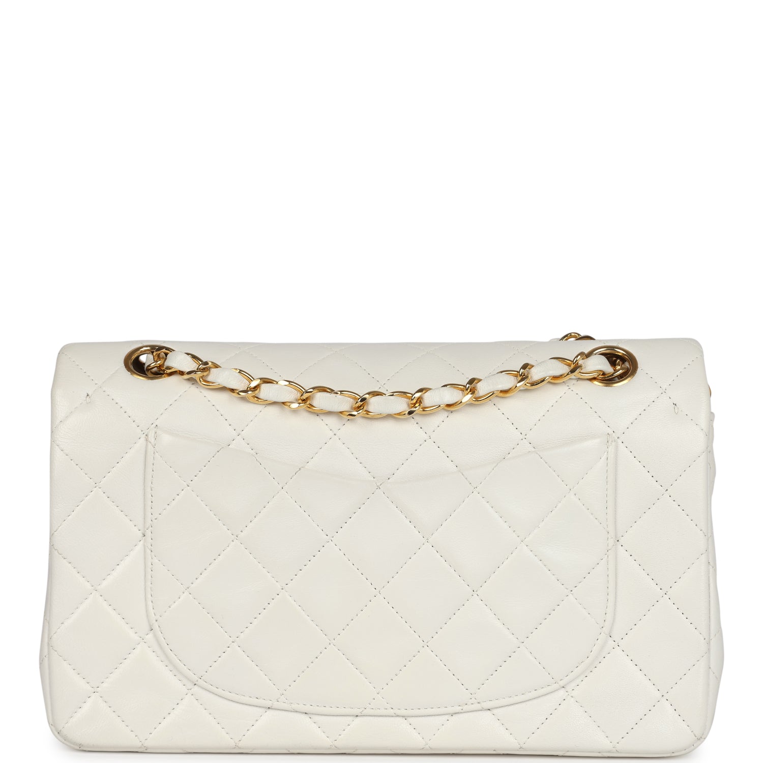 Chanel Vintage Small Classic Double Flap White Lambskin Gold Hardware