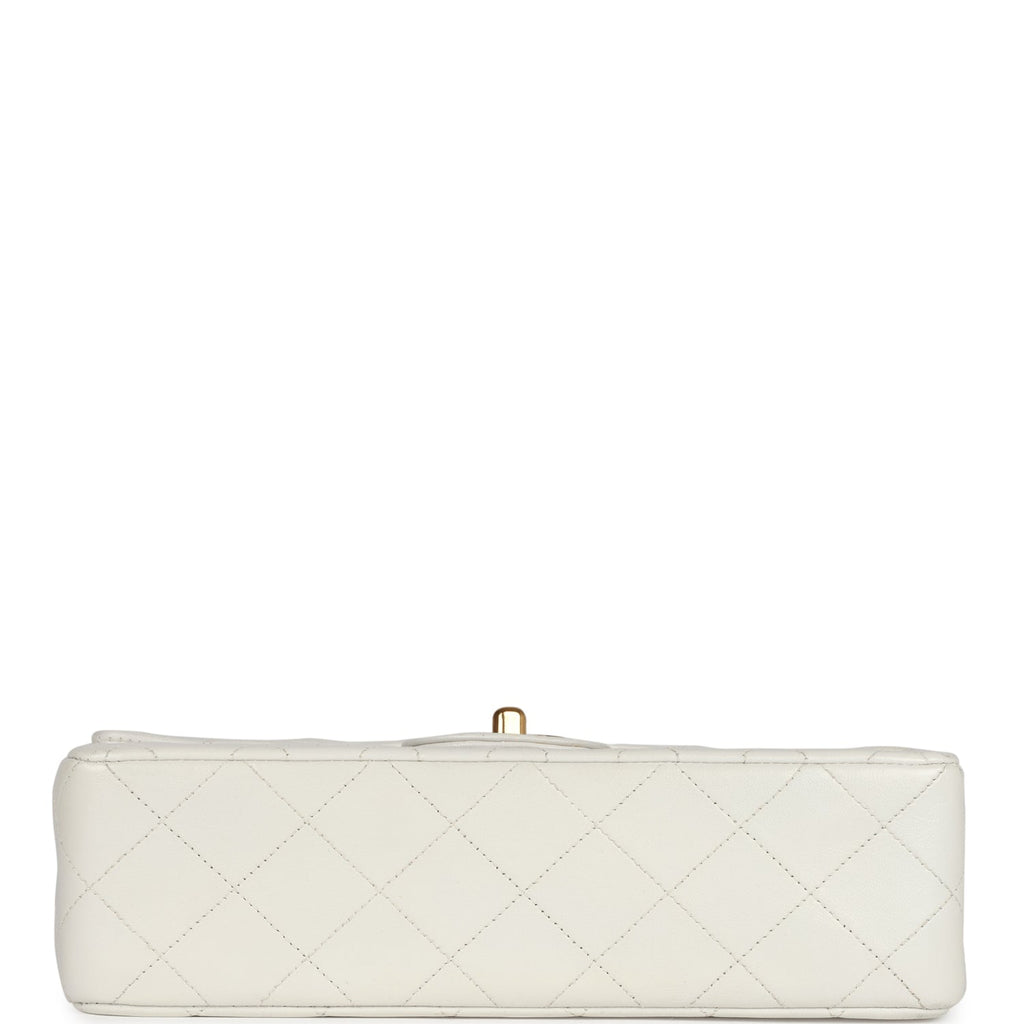 Chanel Vintage Small Classic Double Flap White Lambskin Gold Hardware