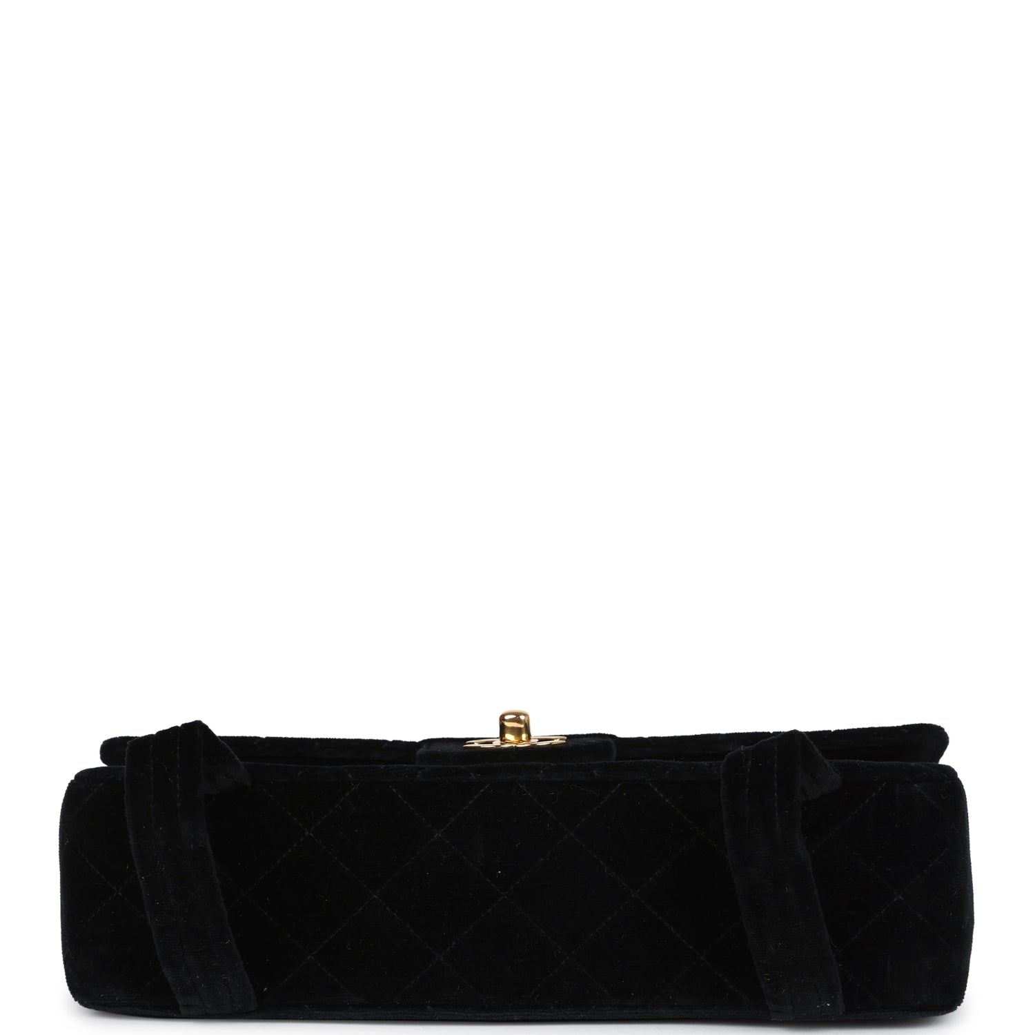 Chanel Vintage Medium Single Flap Bag with Magazine Holder Black Velvet Gold Hardware