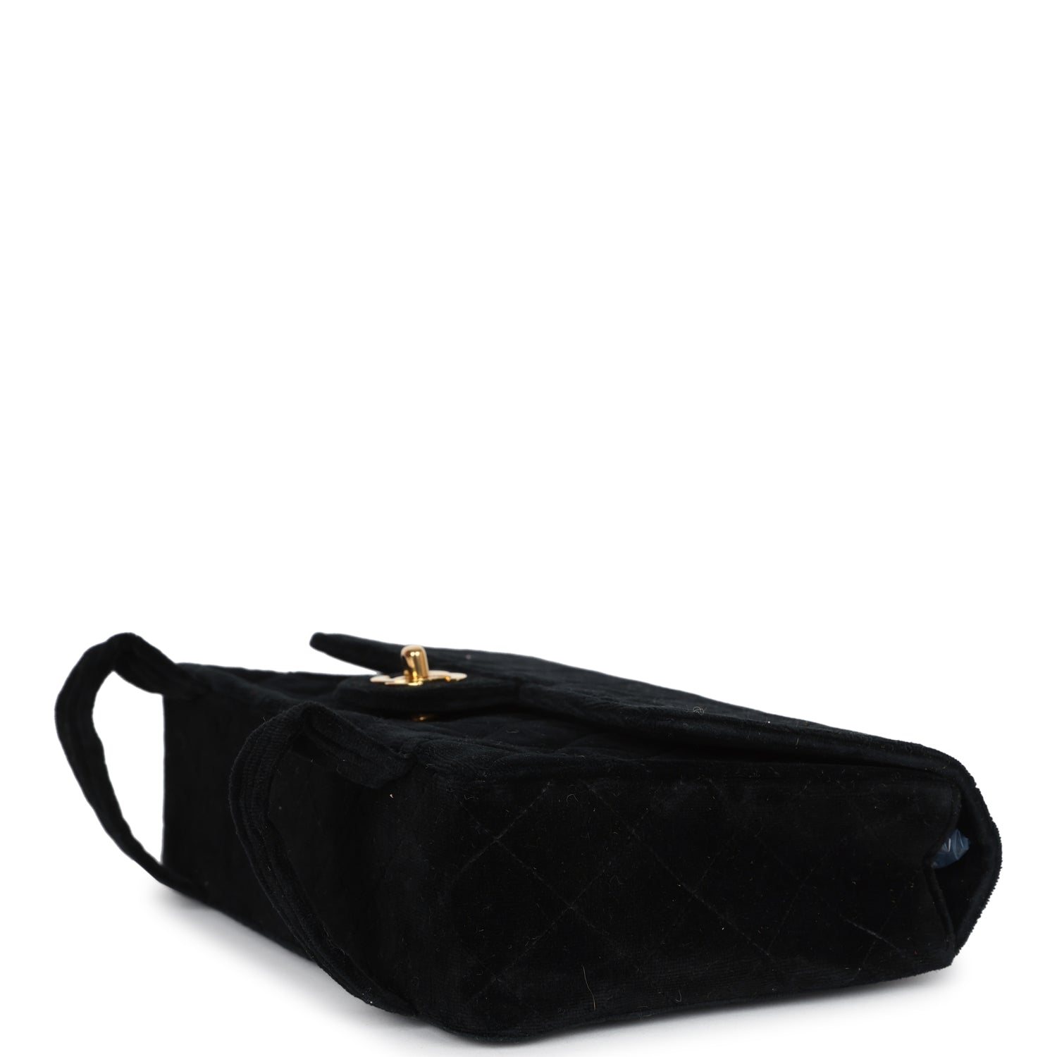 Chanel Vintage Medium Single Flap Bag with Magazine Holder Black Velvet Gold Hardware