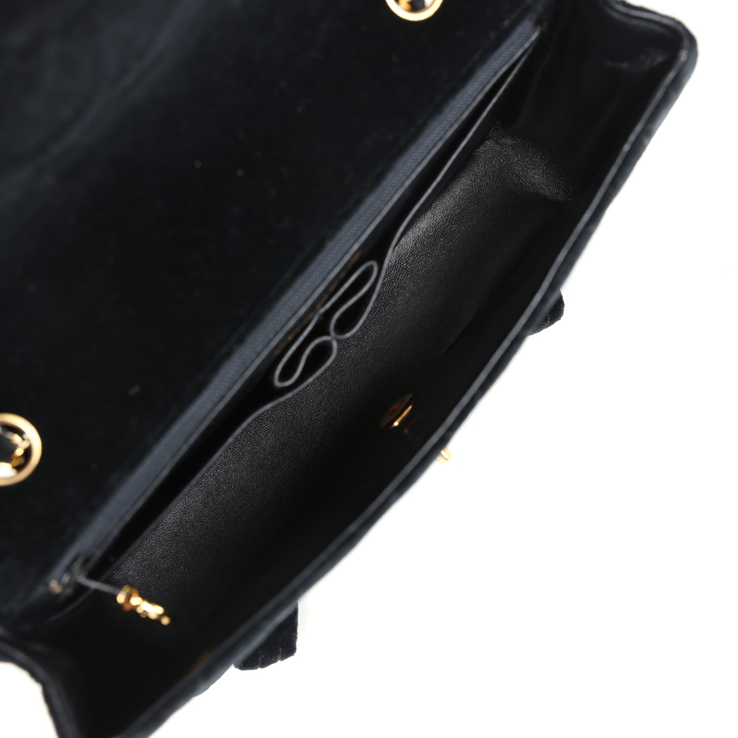 Chanel Vintage Medium Single Flap Bag with Magazine Holder Black Velvet Gold Hardware