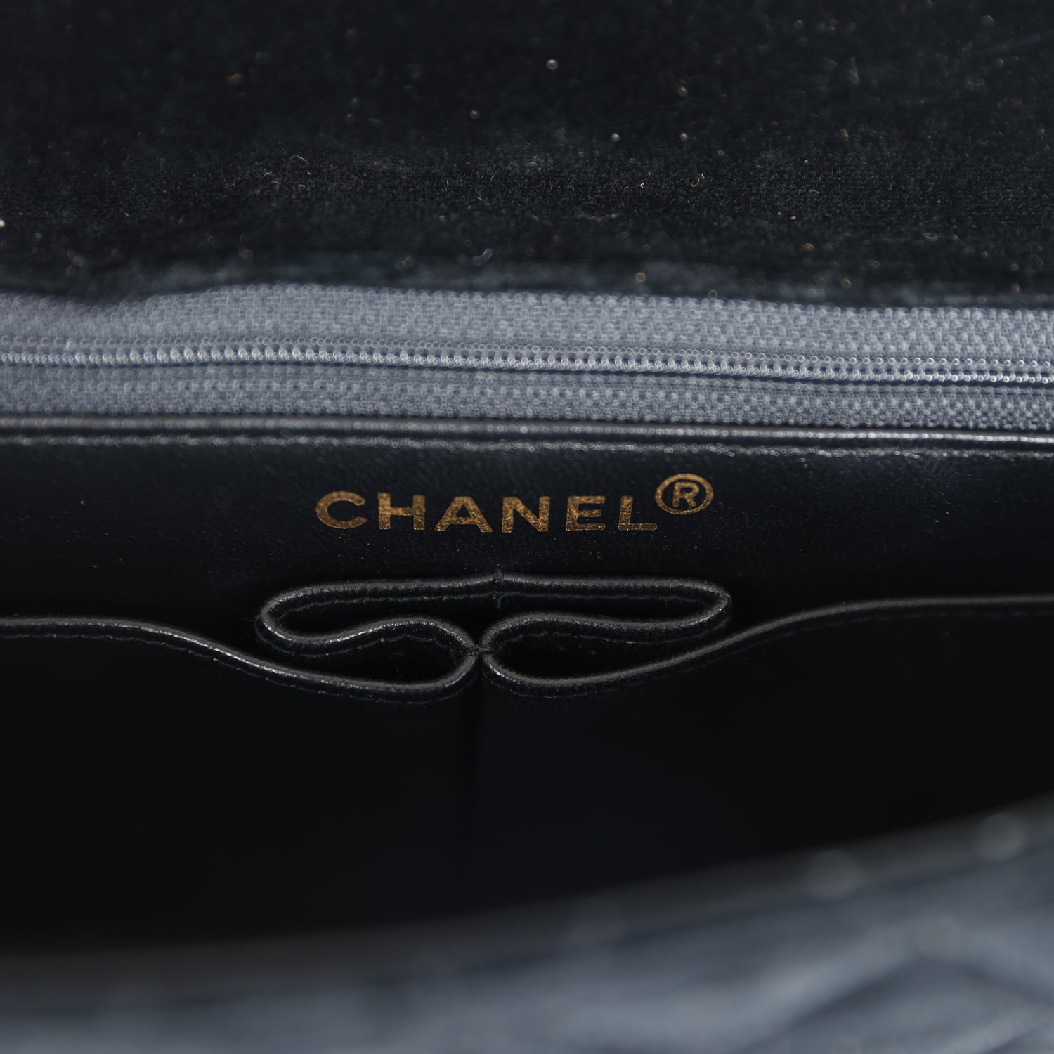 Chanel Vintage Medium Single Flap Bag with Magazine Holder Black Velvet Gold Hardware