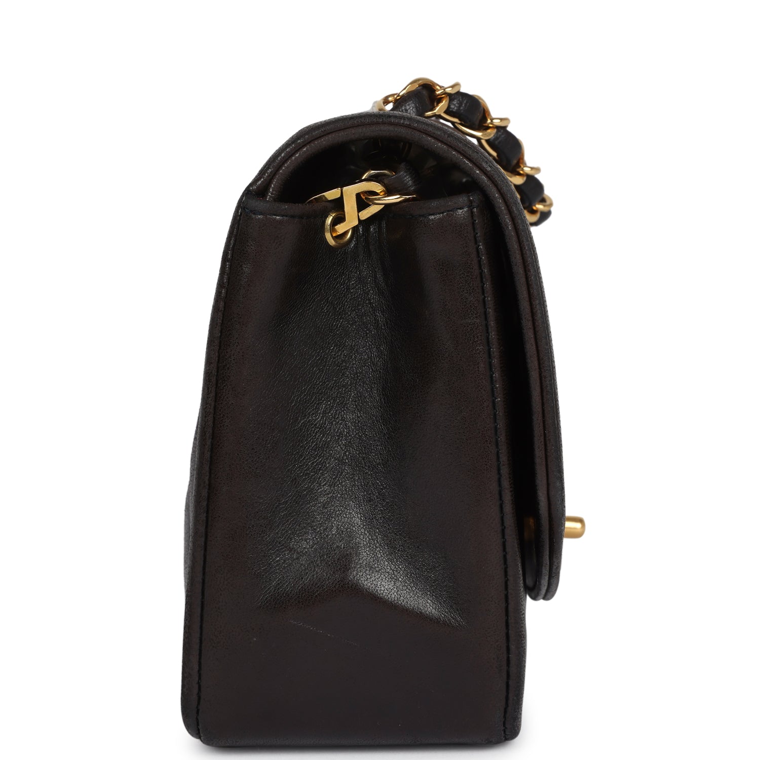 Chanel Vintage Small Diana Flap Bag Black Lambskin Gold Hardware