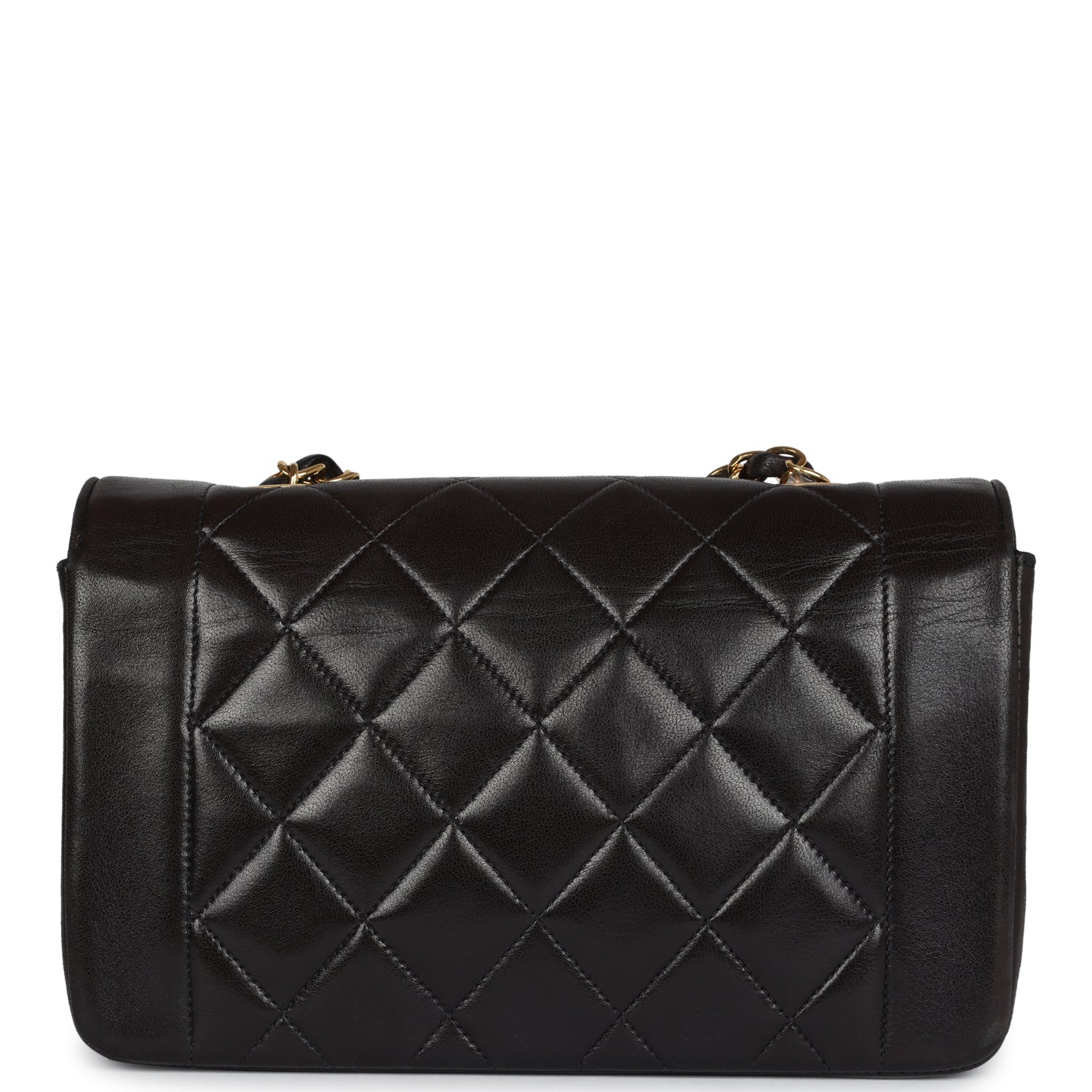Chanel Vintage Small Diana Flap Bag Black Lambskin Gold Hardware
