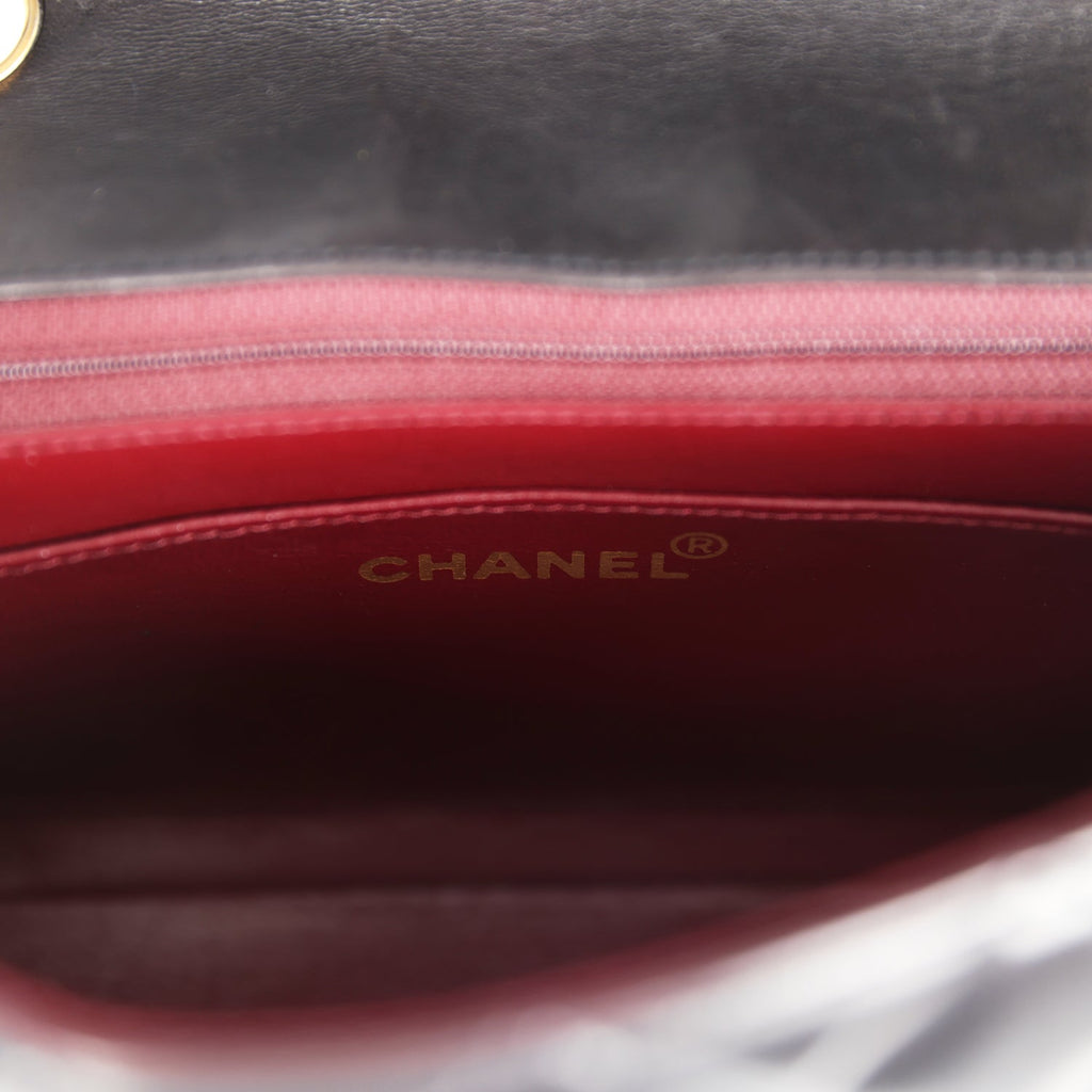 Chanel Vintage Small Diana Flap Bag Black Lambskin Gold Hardware