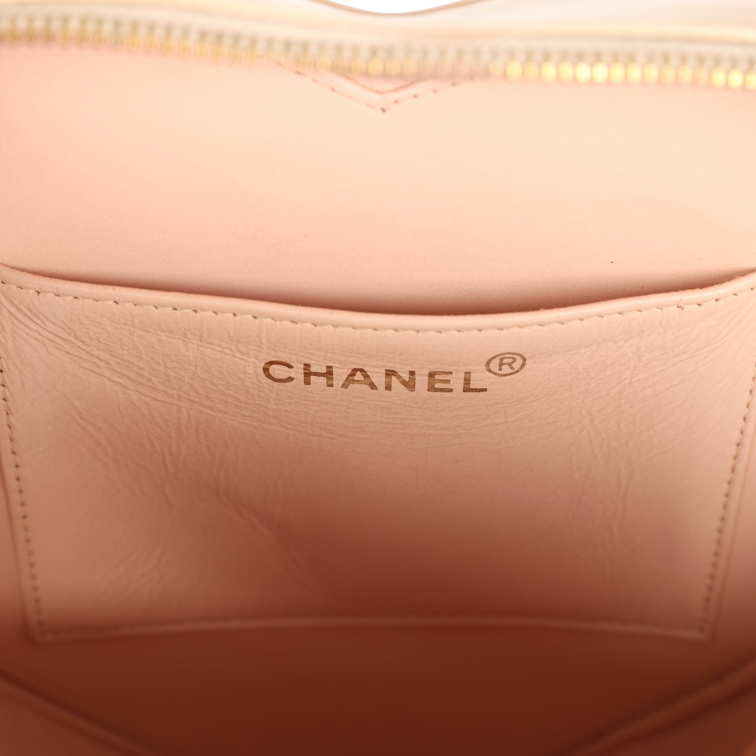 Chanel Vintage Heart Vanity Bag Beige and Black Patent Antique Gold Hardware