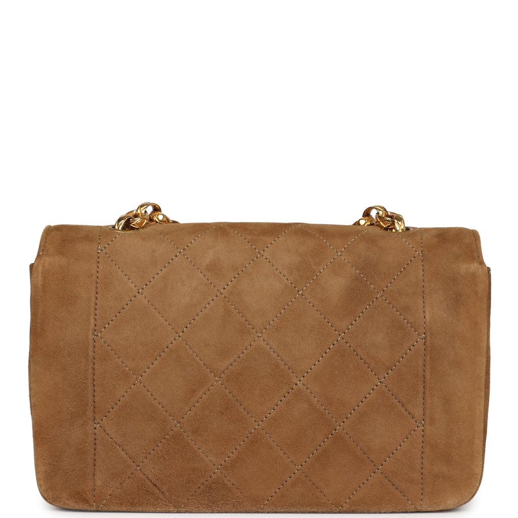 Chanel Vintage Mini Diana Flap Bag Brown Suede Gold Hardware