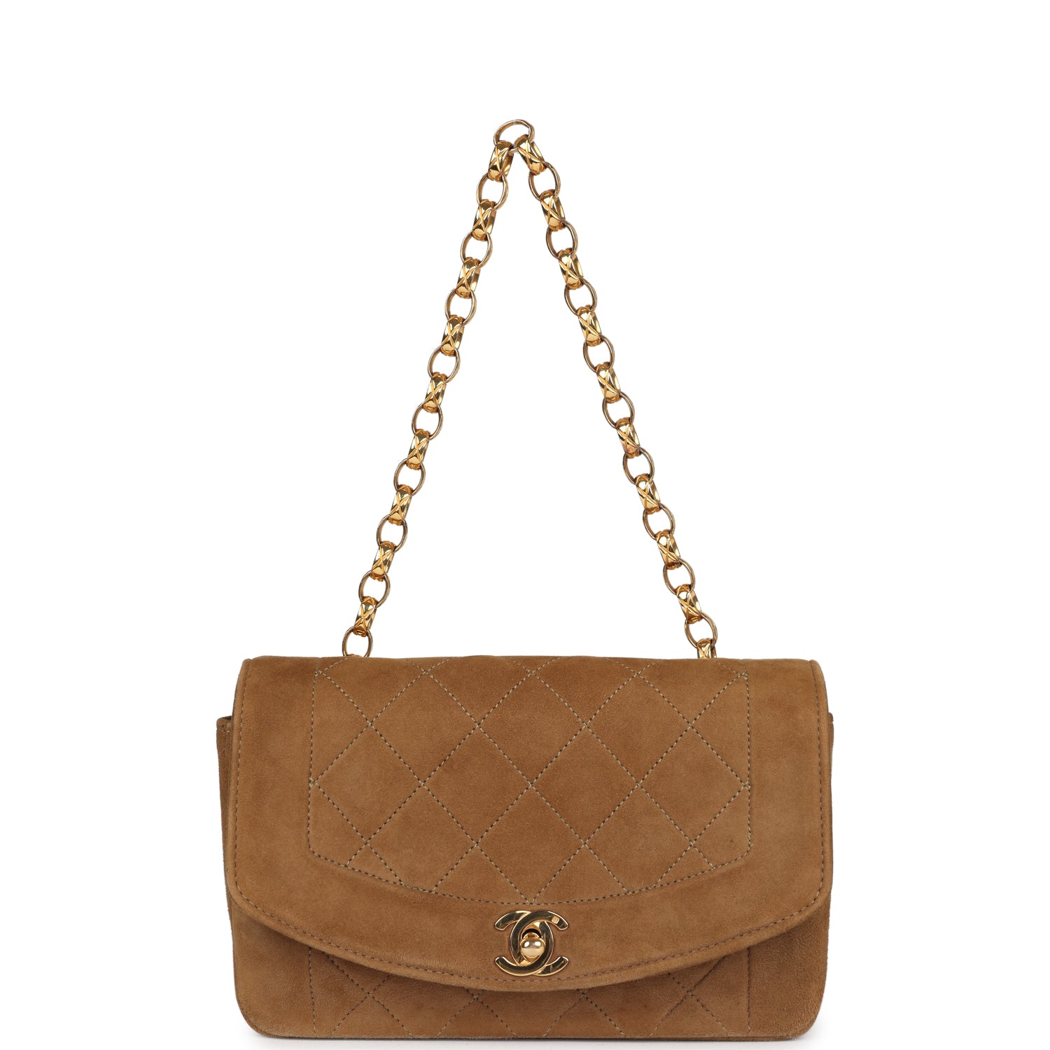 Chanel Vintage Mini Diana Flap Bag Brown Suede Gold Hardware