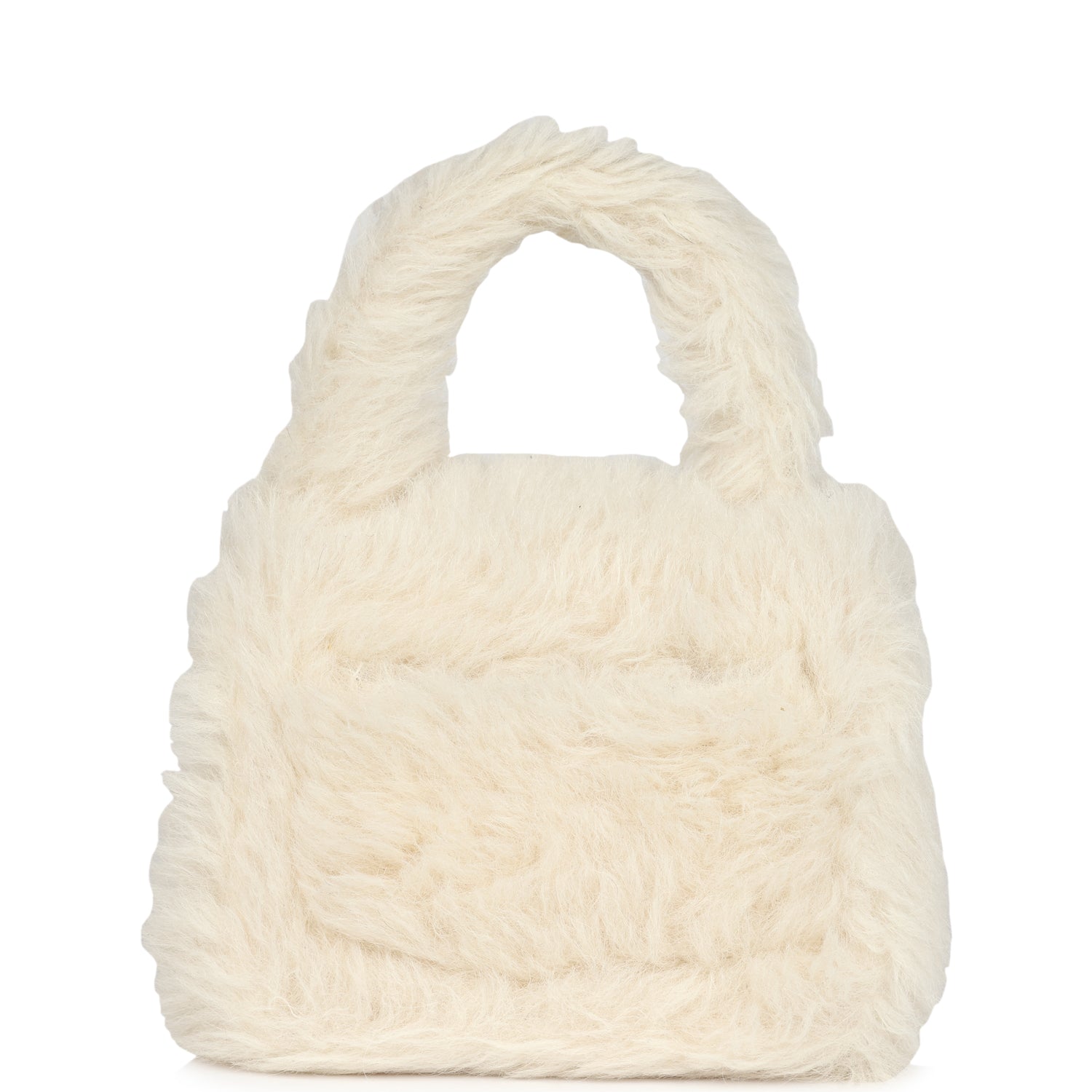 Chanel Vintage Micro Kelly Child White Rabbit Fur Gold Hardware