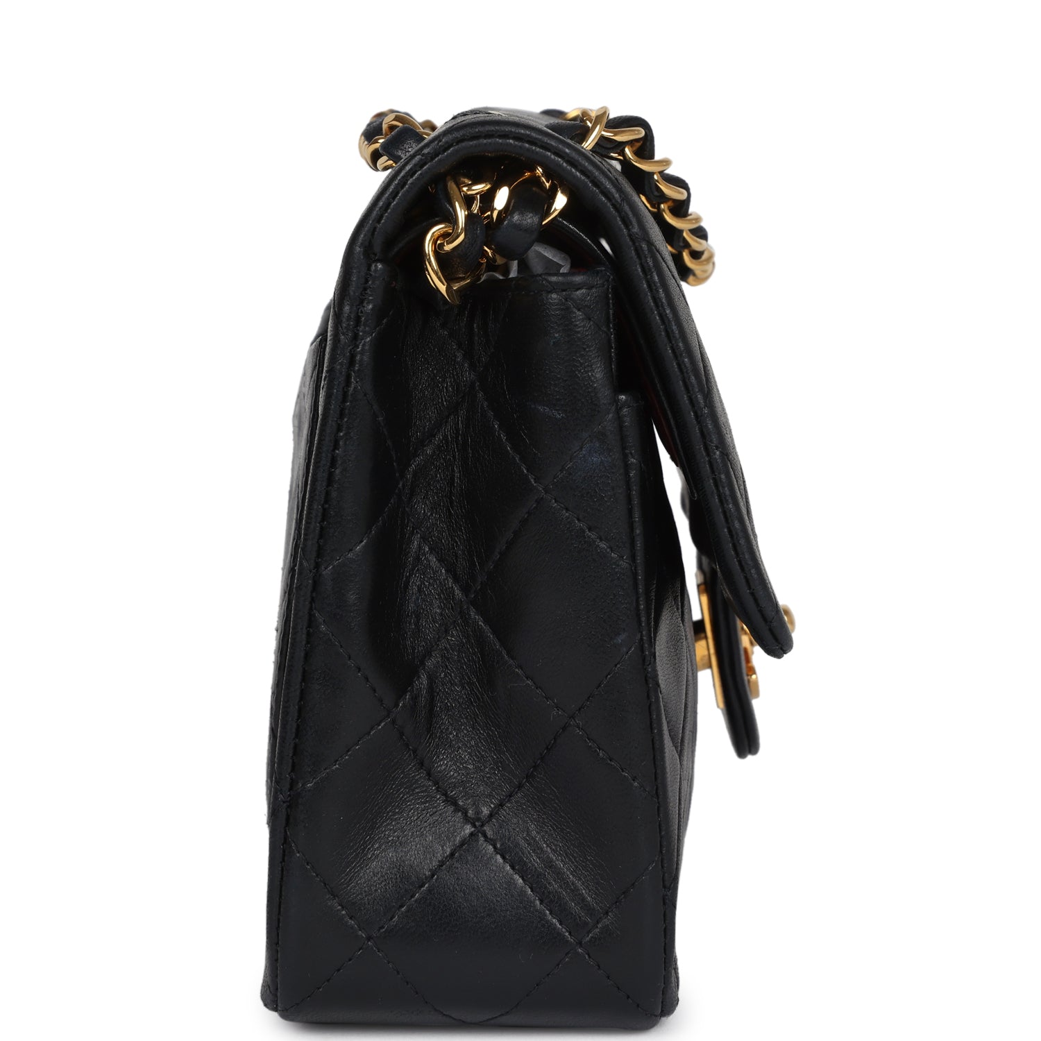 Chanel Vintage Small Classic Double Flap Black Lambskin Gold Hardware