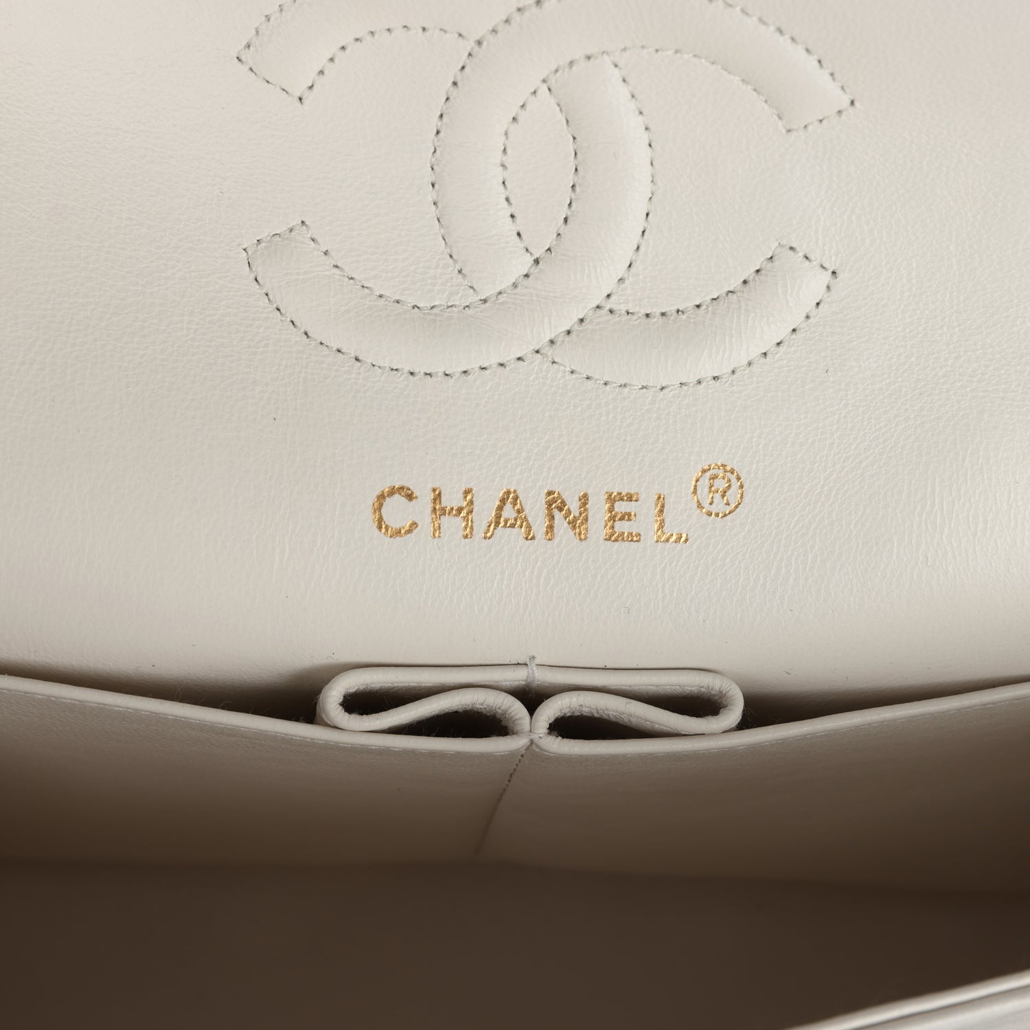 Chanel Vintage Small Classic Double Flap Bag White Lambskin Gold Hardware
