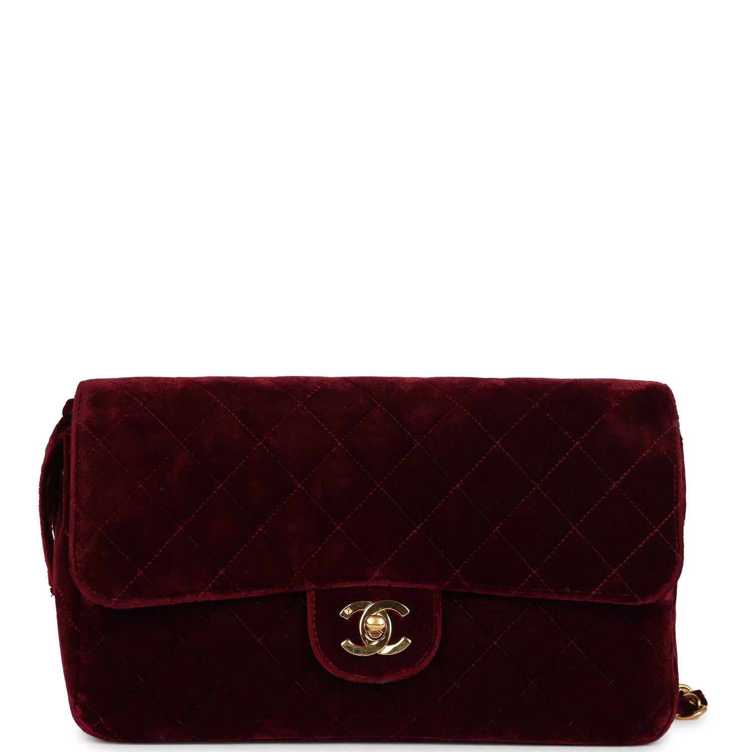 Chanel Vintage Medium Classic Flap Backpack Burgundy Velvet Gold Hardware