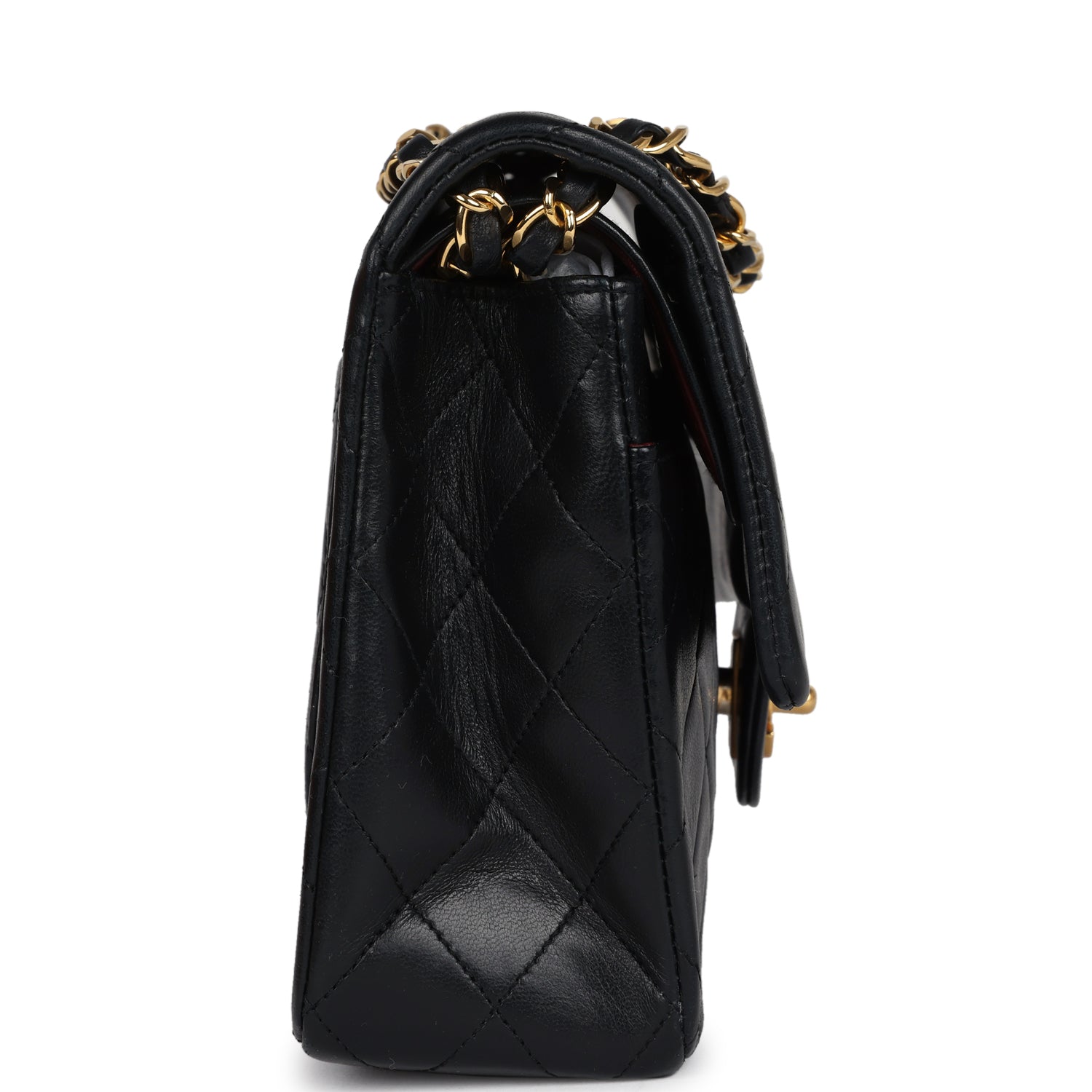 Chanel Vintage Medium Classic Double Flap Bag Black Lambskin Gold Hardware