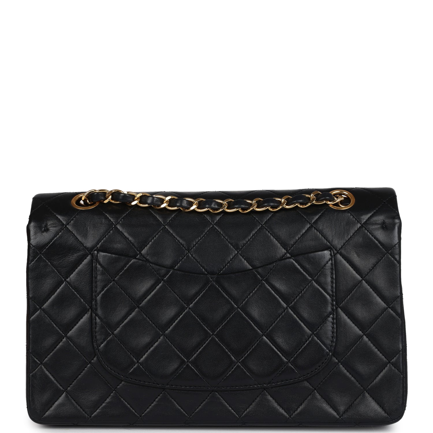 Chanel Vintage Medium Classic Double Flap Bag Black Lambskin Gold Hardware