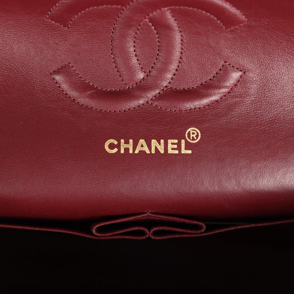 Chanel Vintage Medium Classic Double Flap Bag Black Lambskin Gold Hardware