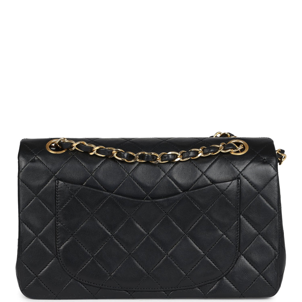 Chanel Vintage Small Classic Double Flap Black Lambskin Gold Hardware