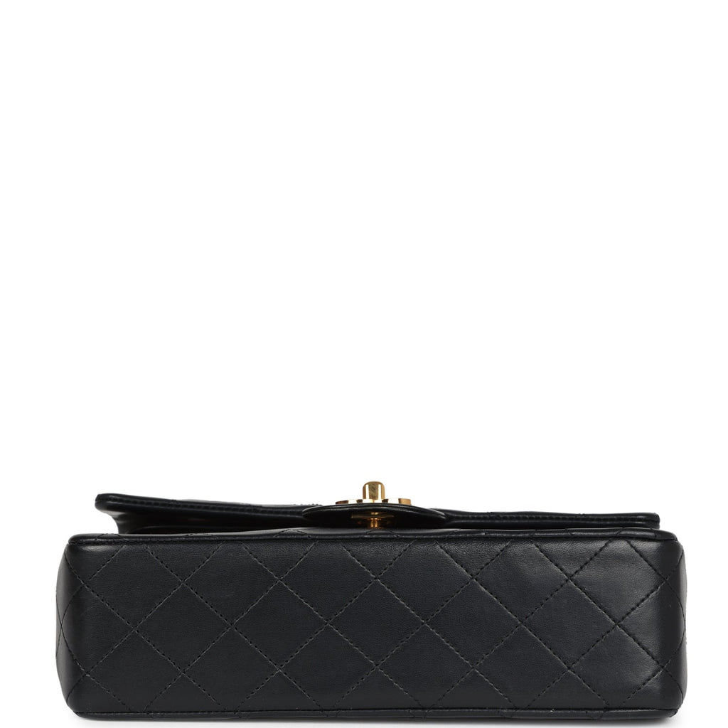 Chanel Vintage Small Classic Double Flap Black Lambskin Gold Hardware