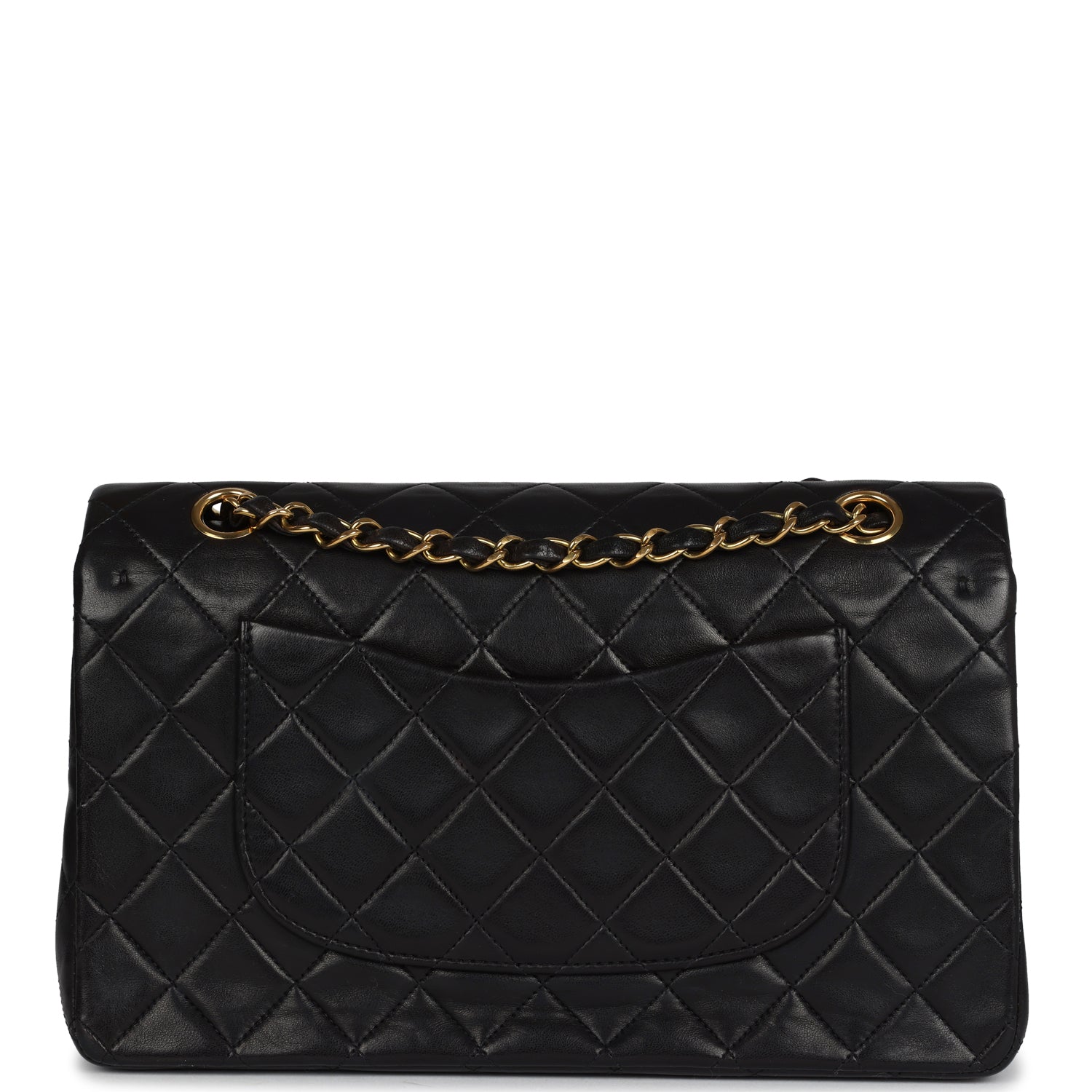 Chanel Vintage Medium Classic Double Flap Bag Black Lambskin Gold Hardware