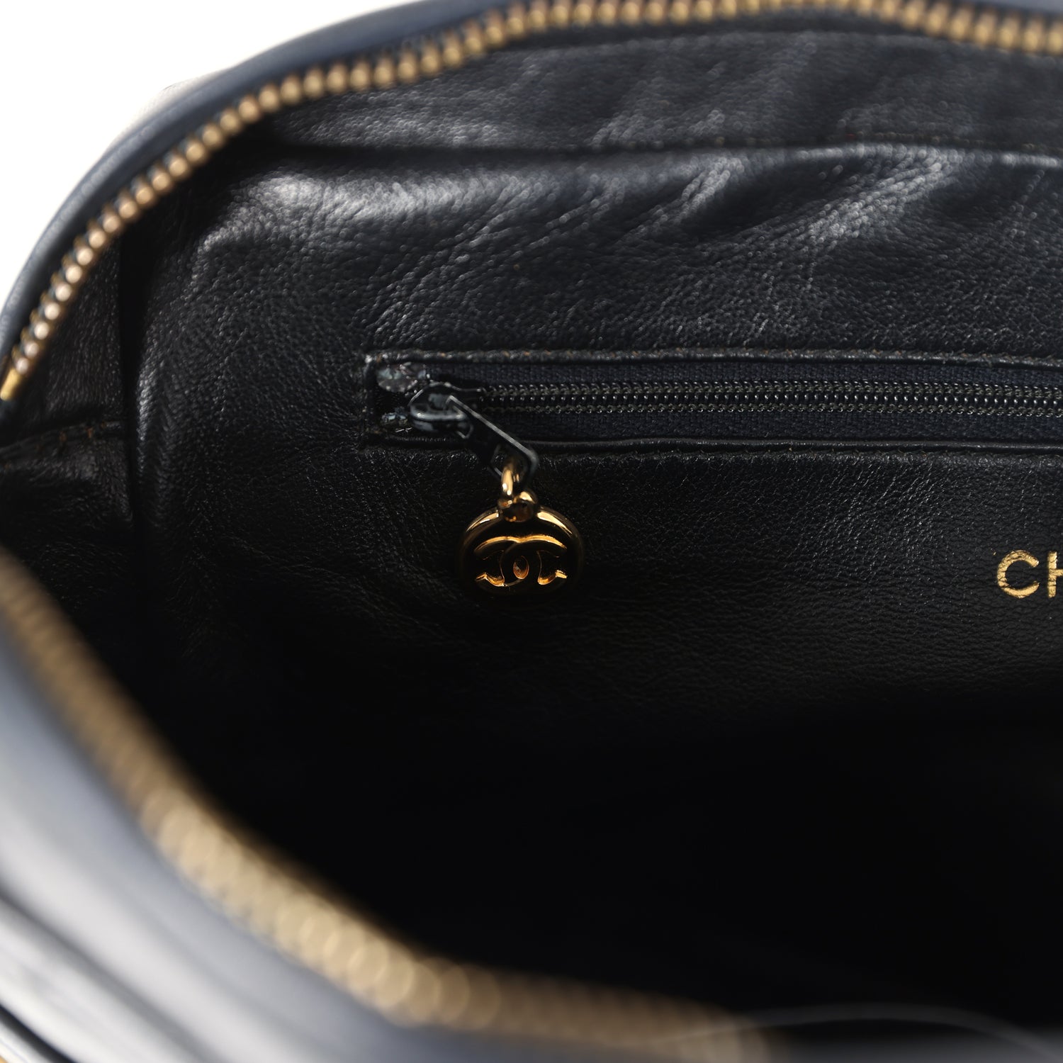 Chanel Vintage Large Front Pocket Camera Bag Black Lambskin Gold Hardware