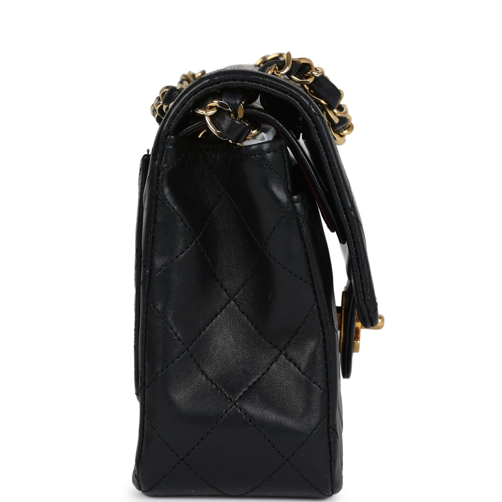 Chanel Vintage Small Classic Double Flap Black Lambskin Gold Hardware