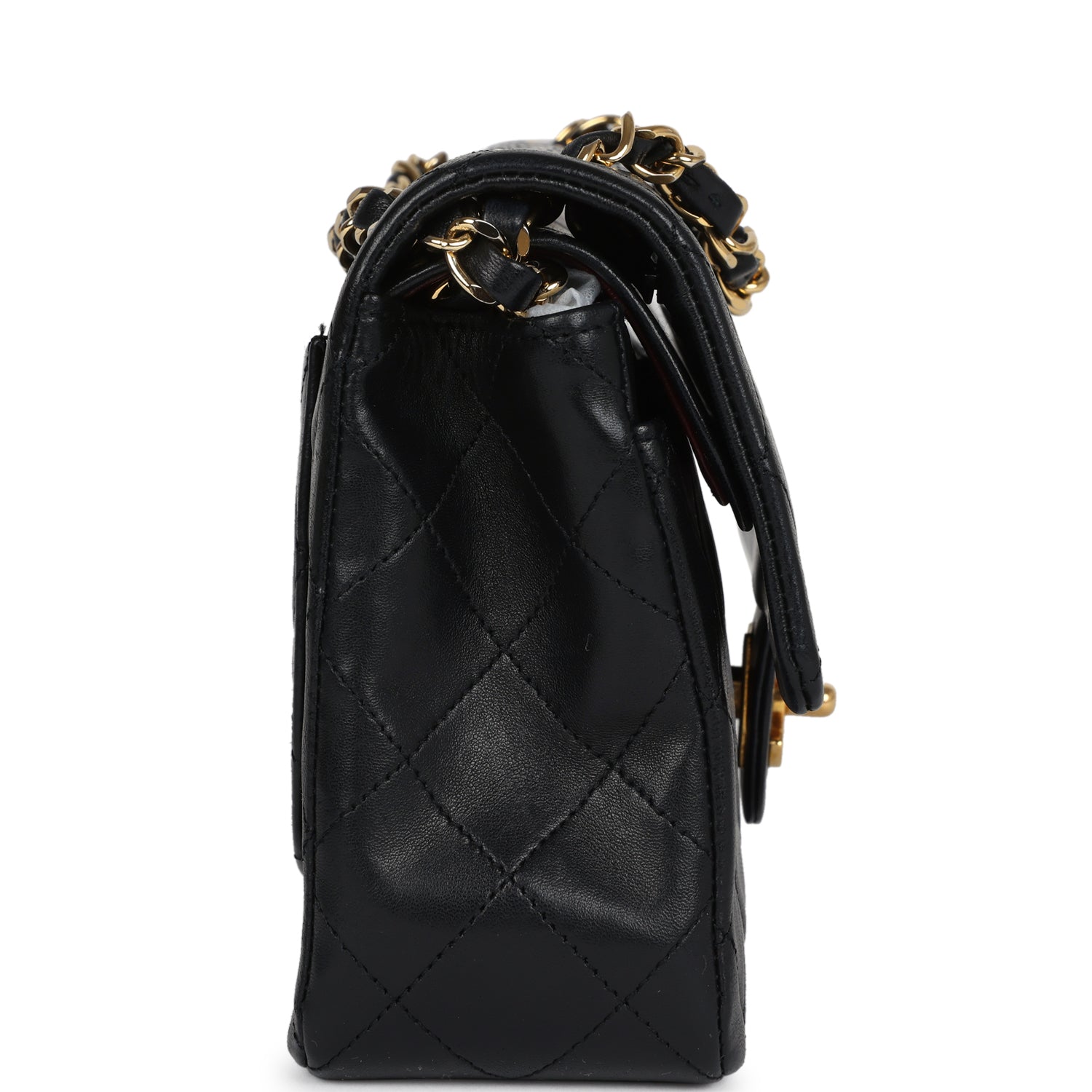 Chanel Vintage Small Classic Double Flap Black Lambskin Gold Hardware