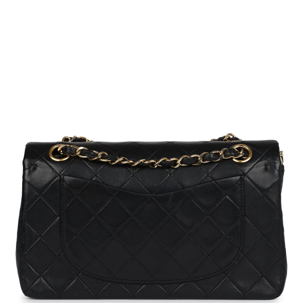 Chanel Vintage Small Classic Double Flap Black Lambskin Gold Hardware