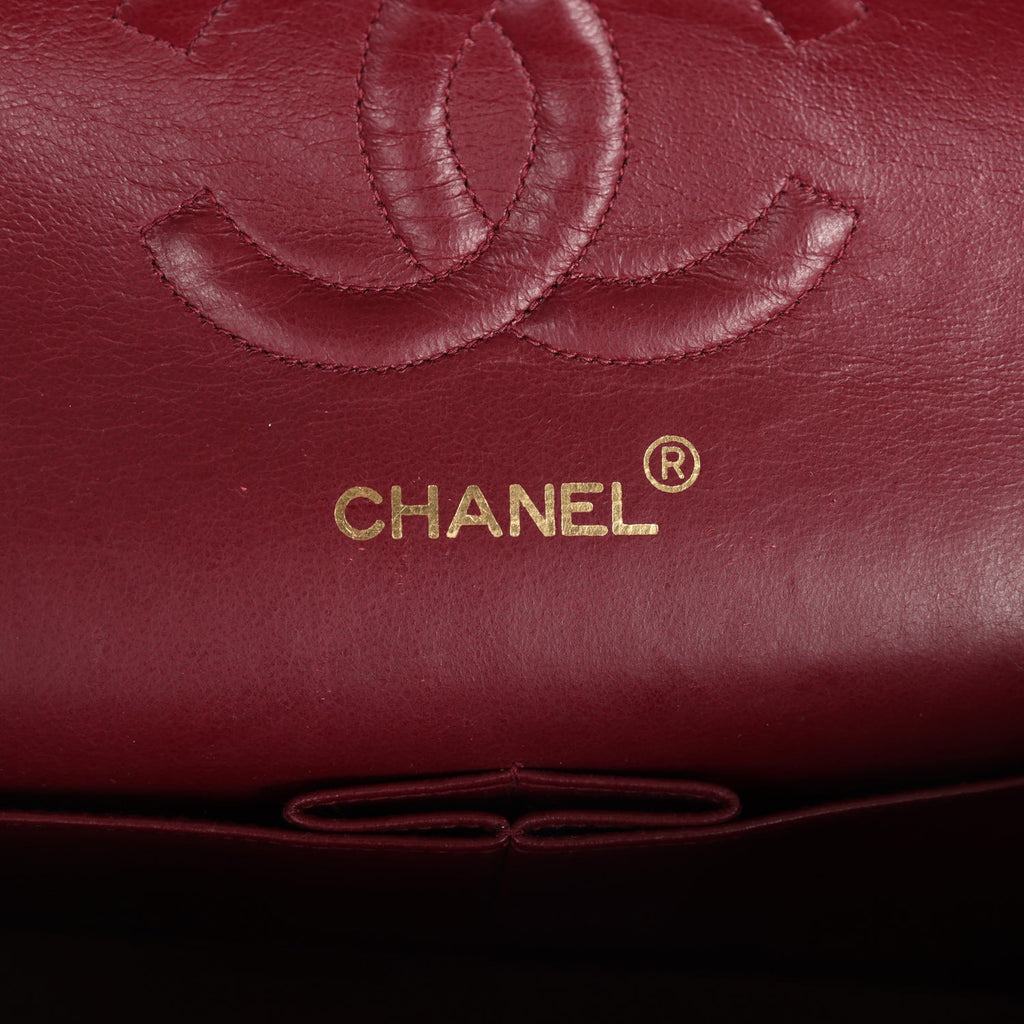 Chanel Vintage Medium Classic Double Flap Bag Black Lambskin Gold Hardware