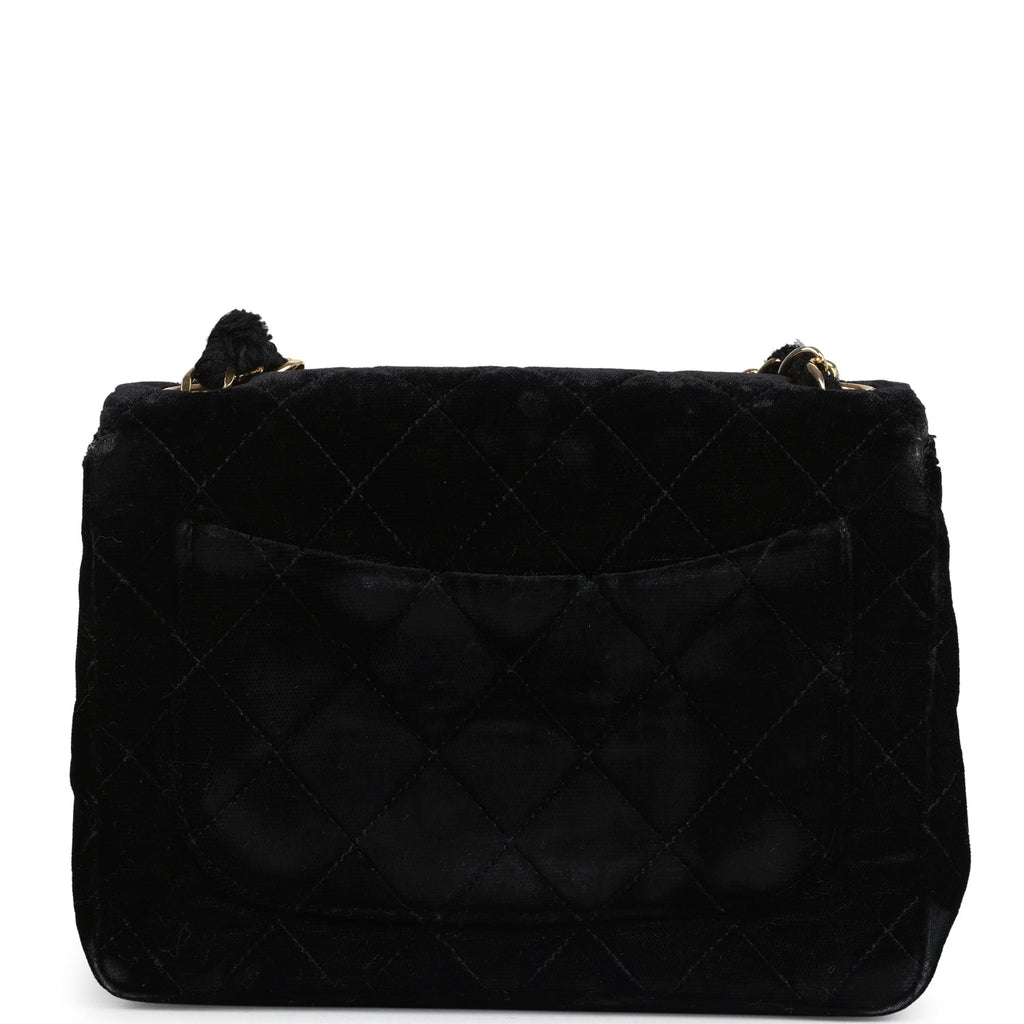 Chanel Vintage Mini Square Flap Bag Black Velvet Gold Hardware
