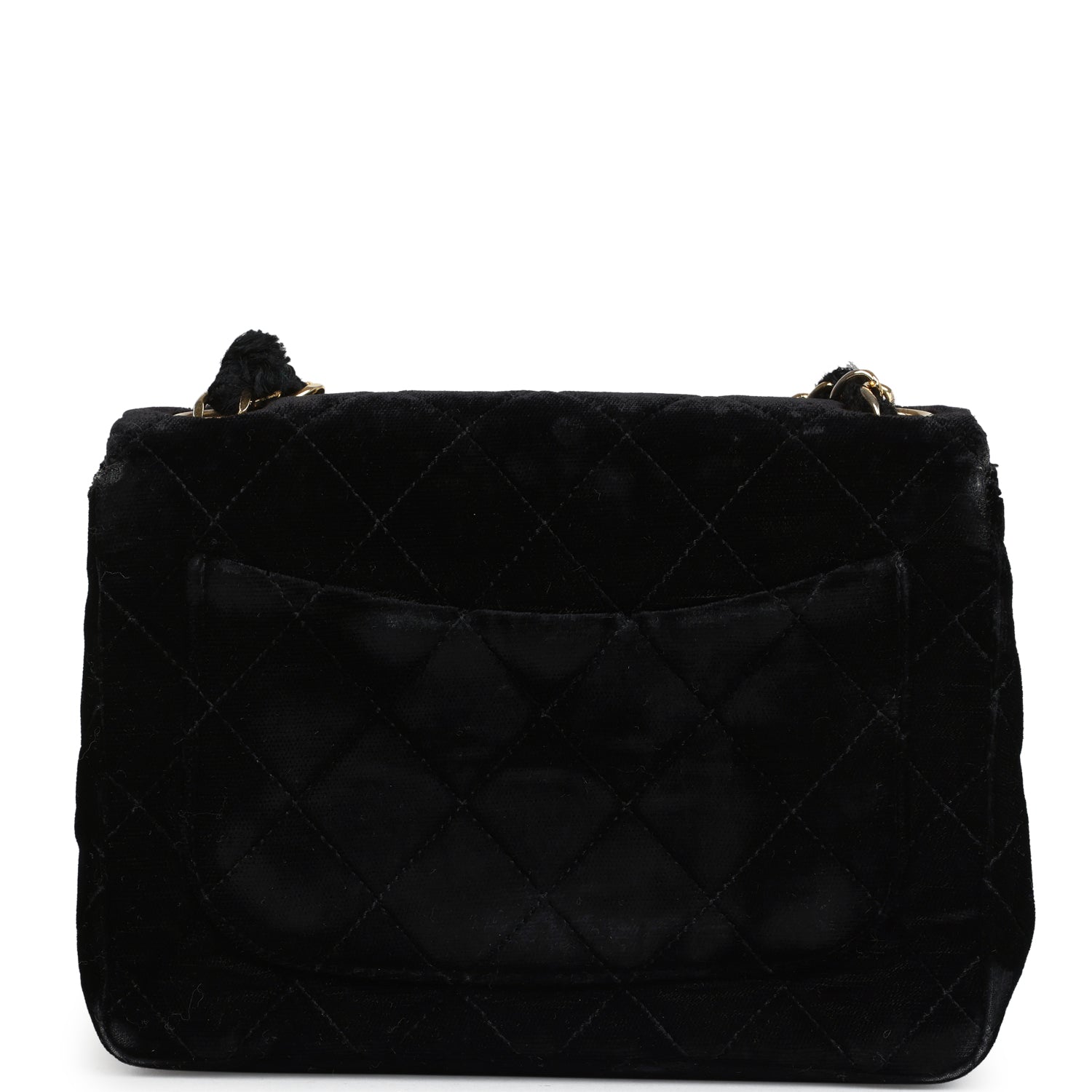 Chanel Vintage Mini Square Flap Bag Black Velvet Gold Hardware