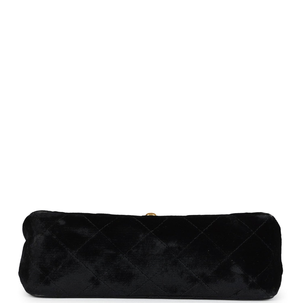 Chanel Vintage Mini Square Flap Bag Black Velvet Gold Hardware
